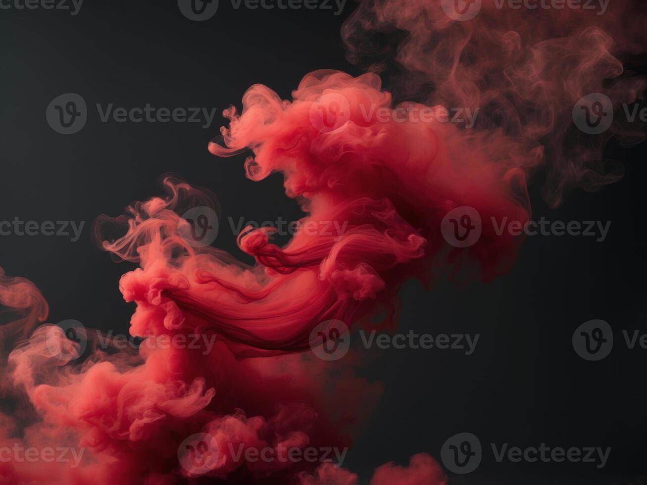 Red smoke on a black background photo