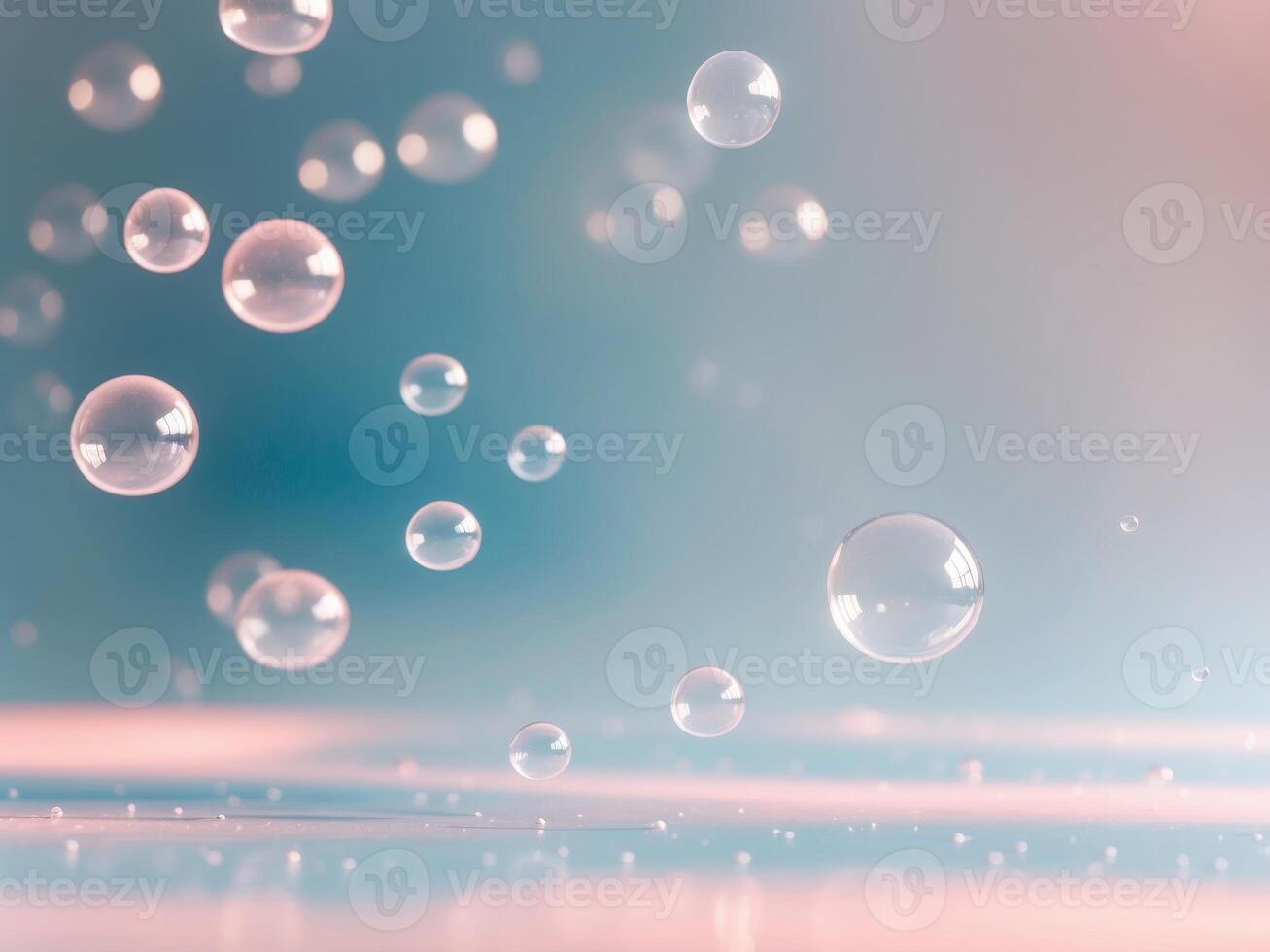 Abstract background blue pink gradient filled multiple bubbles a collection of water photo