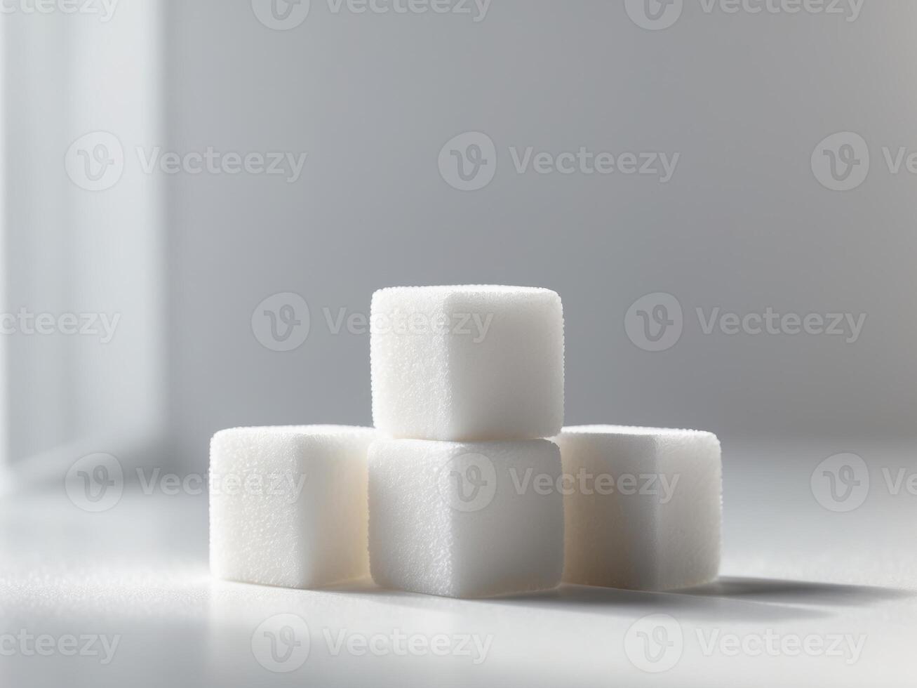 Four sugar cubes on a table photo