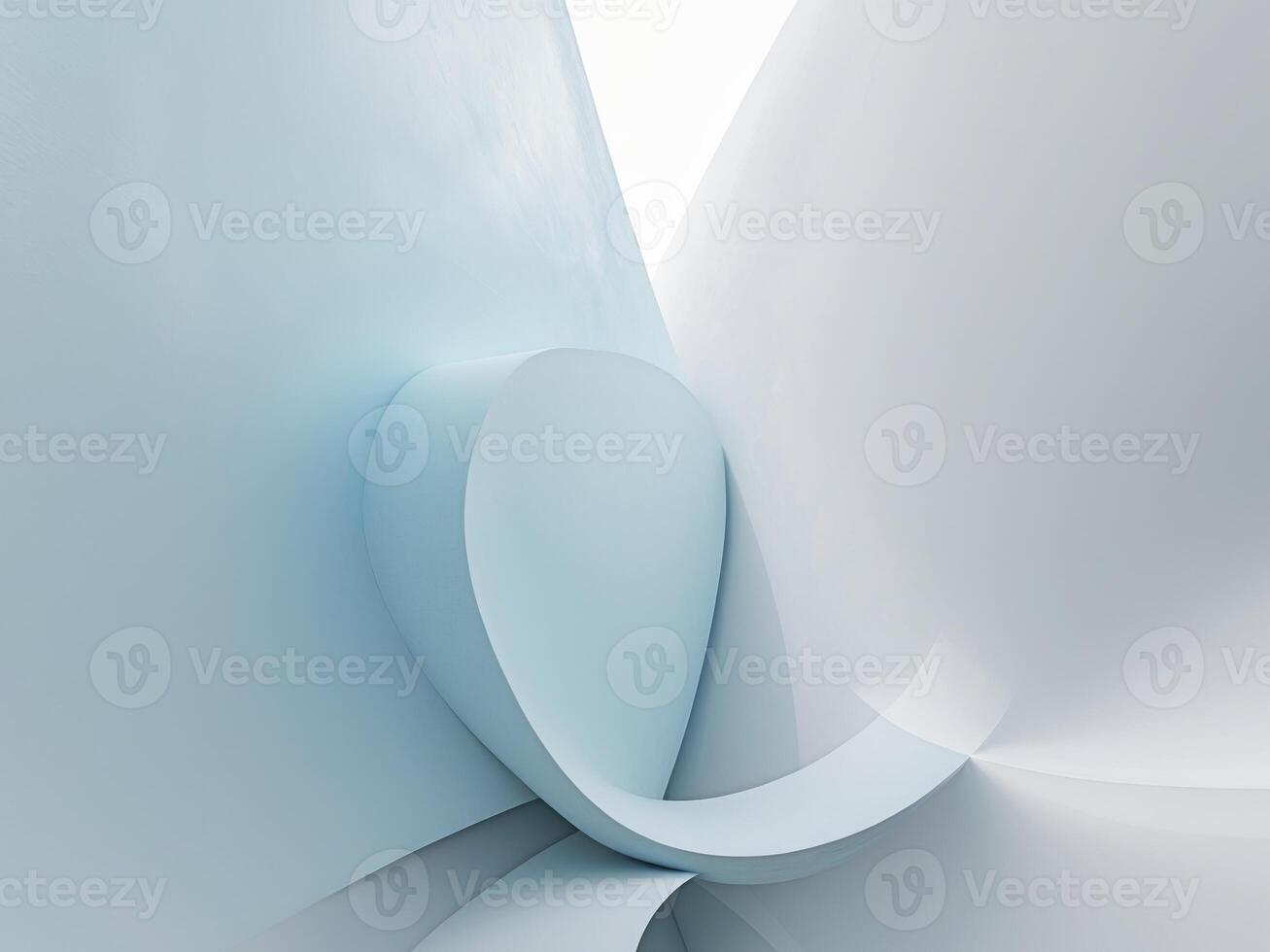 A blue and white abstract wall with a curved shape photo