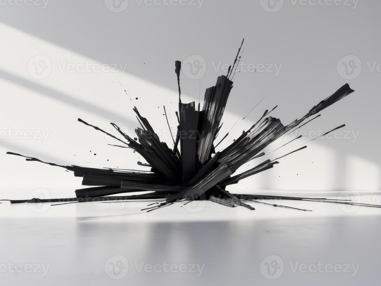 A black and white image of a broken explosion photo