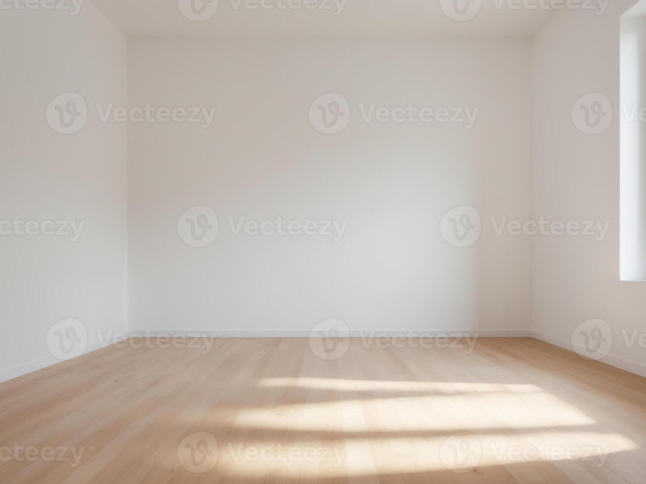 Child room white wall wooden floor left Mockup. photo