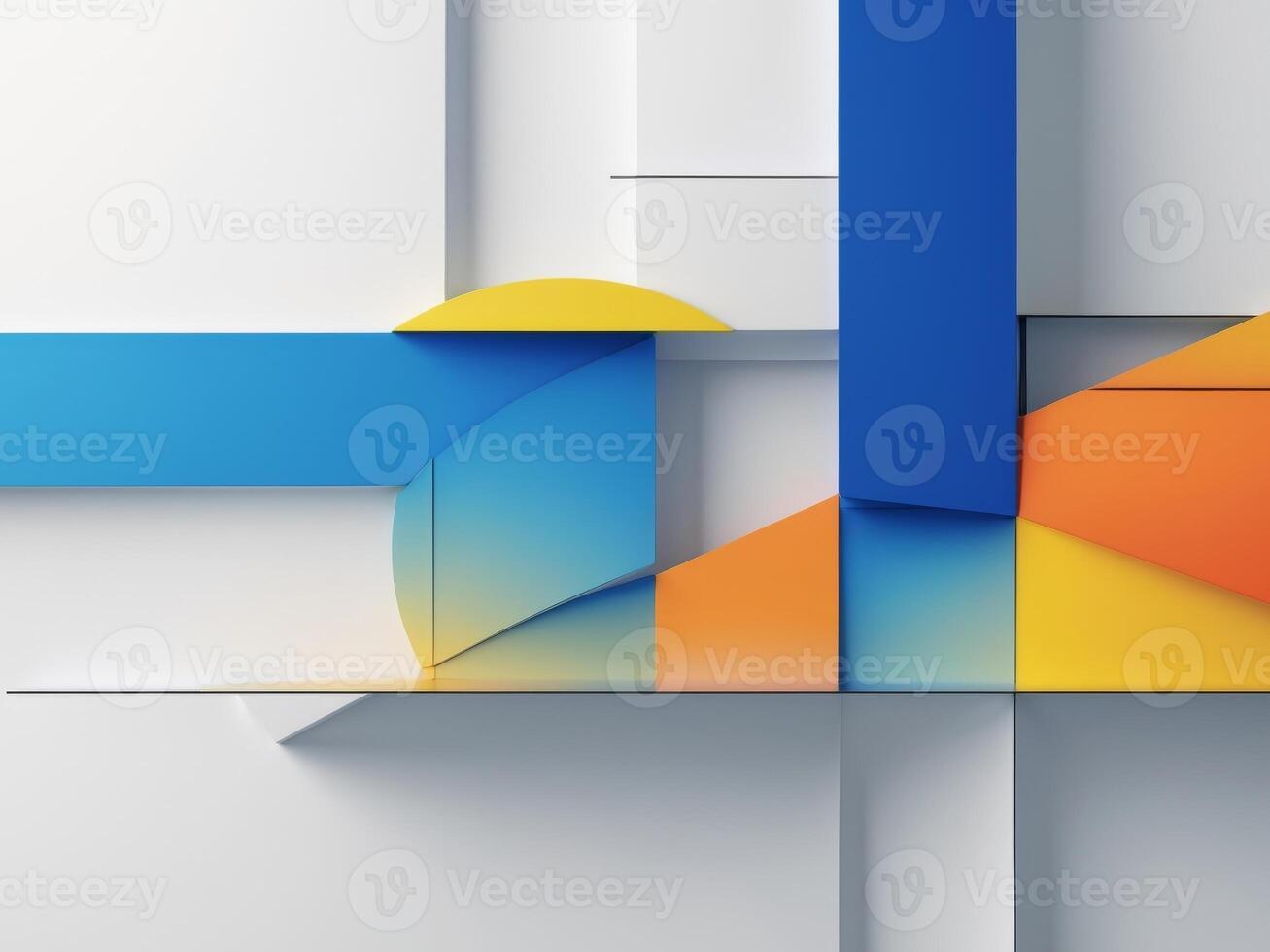 A colorful abstract design with blue, orange and yellow shapes photo