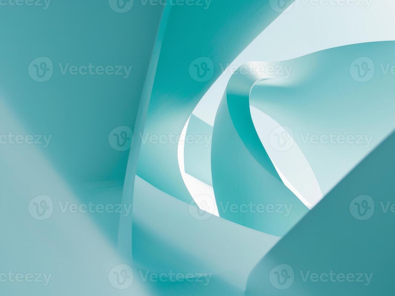 A blue abstract sculpture with curved lines photo