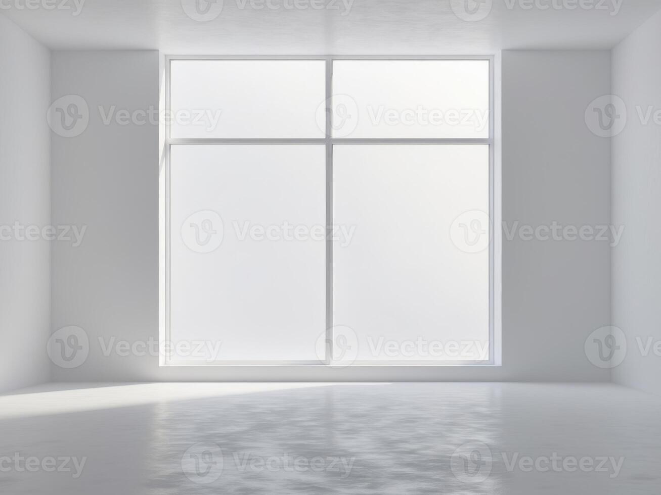 Empty room with white walls and large window photo