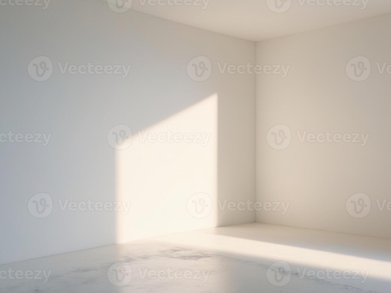 Empty room with white walls and a light shining through photo