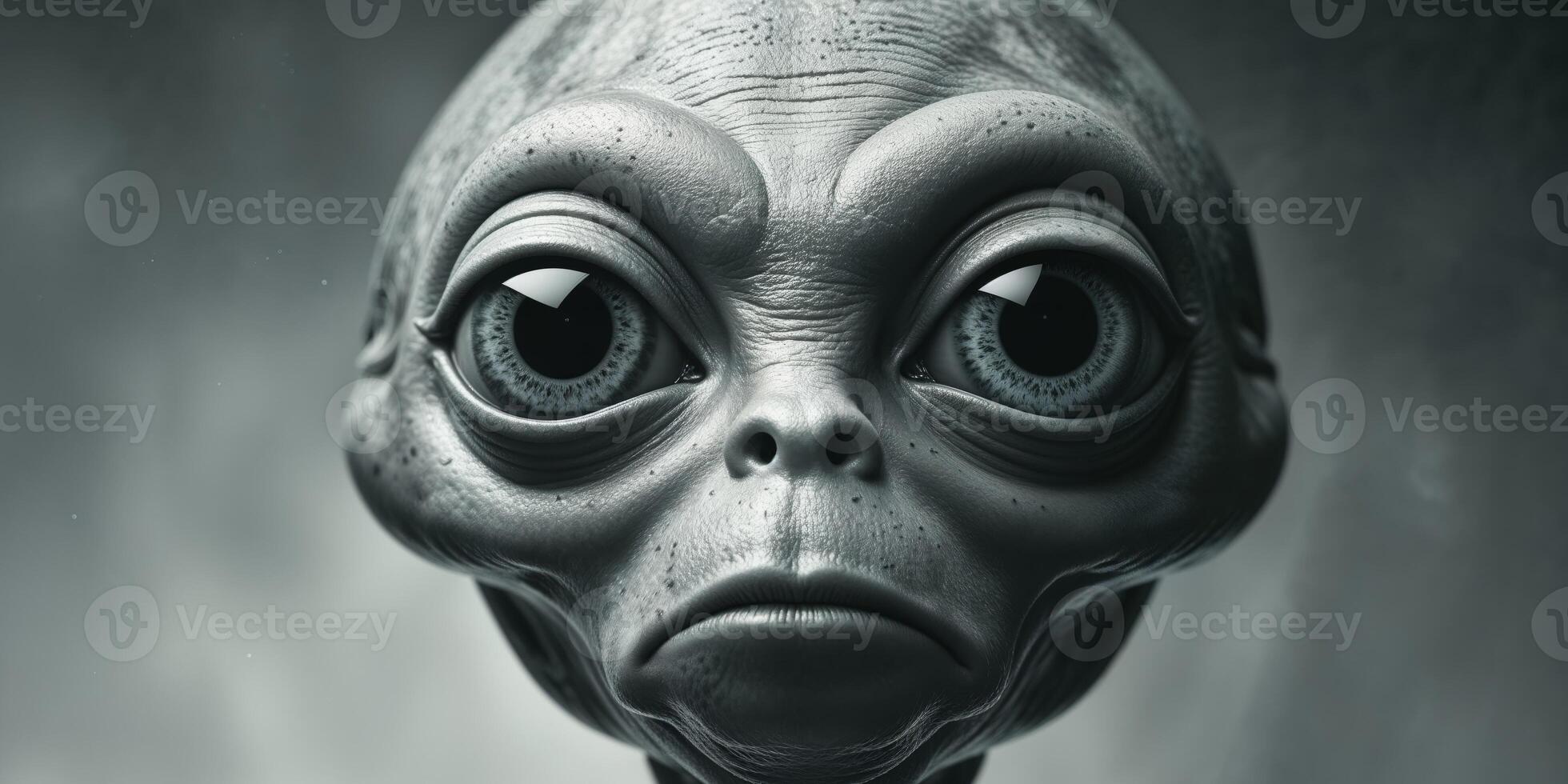 A creepy looking alien with a big nose and eyes. photo