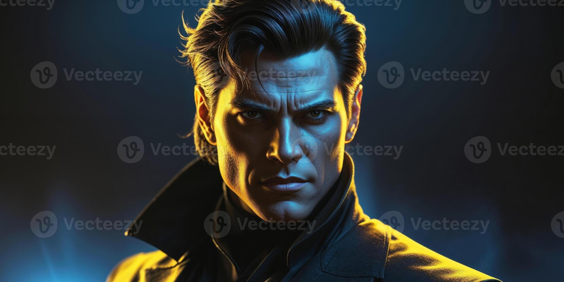 Charismatic and Commanding Presence of a Powerful Cinematic Character in and Dramatic Aesthetics photo
