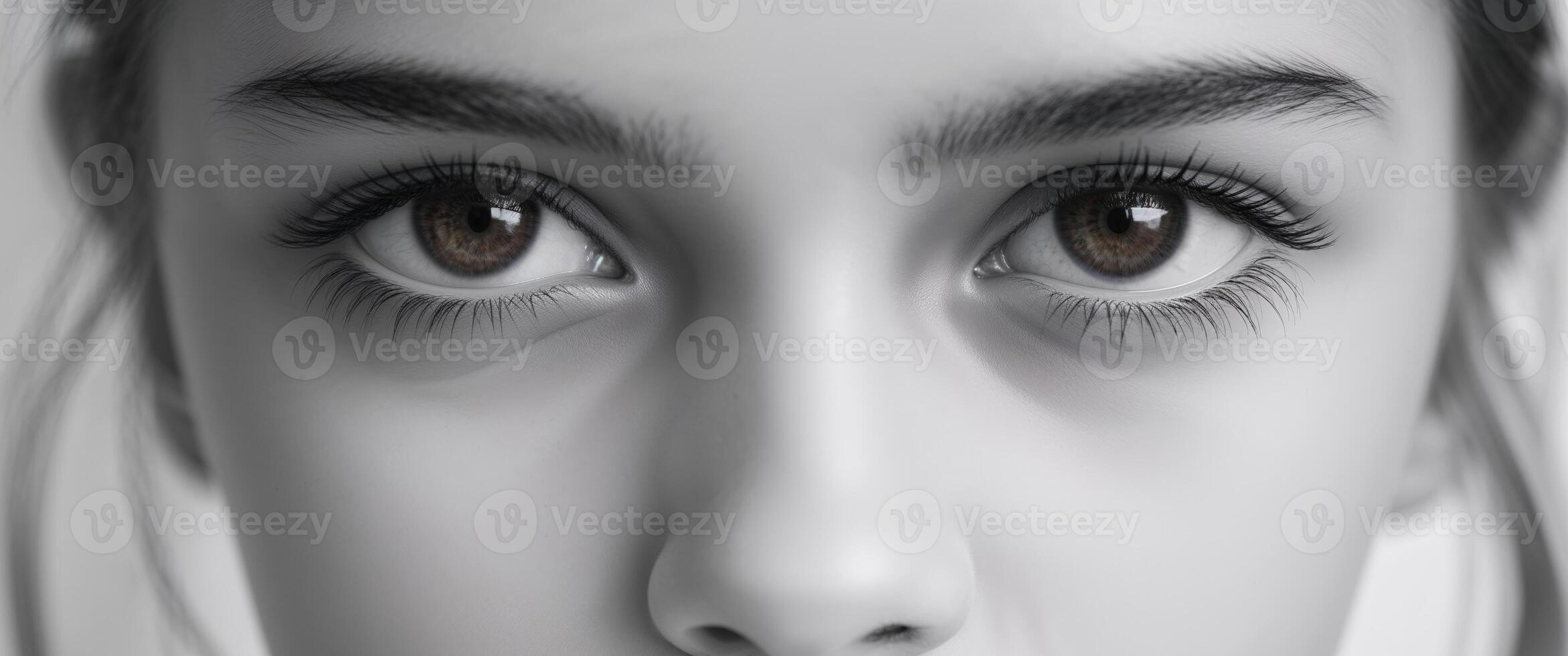 girl's eyes close up intense gaze mysterious look photo