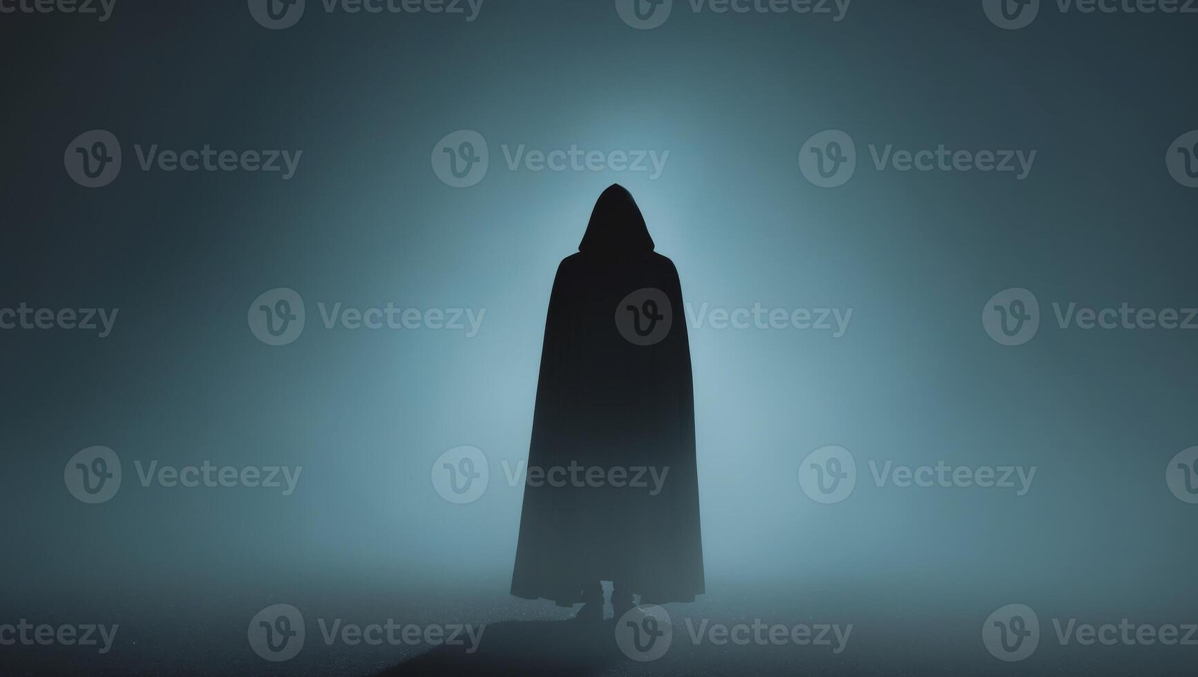 Mysterious Figure in a Dark Atmospheric Setting photo