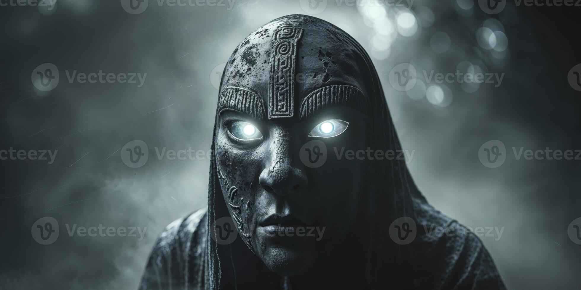 Glowing Eyes Dark Creature Mysterious Mask photo