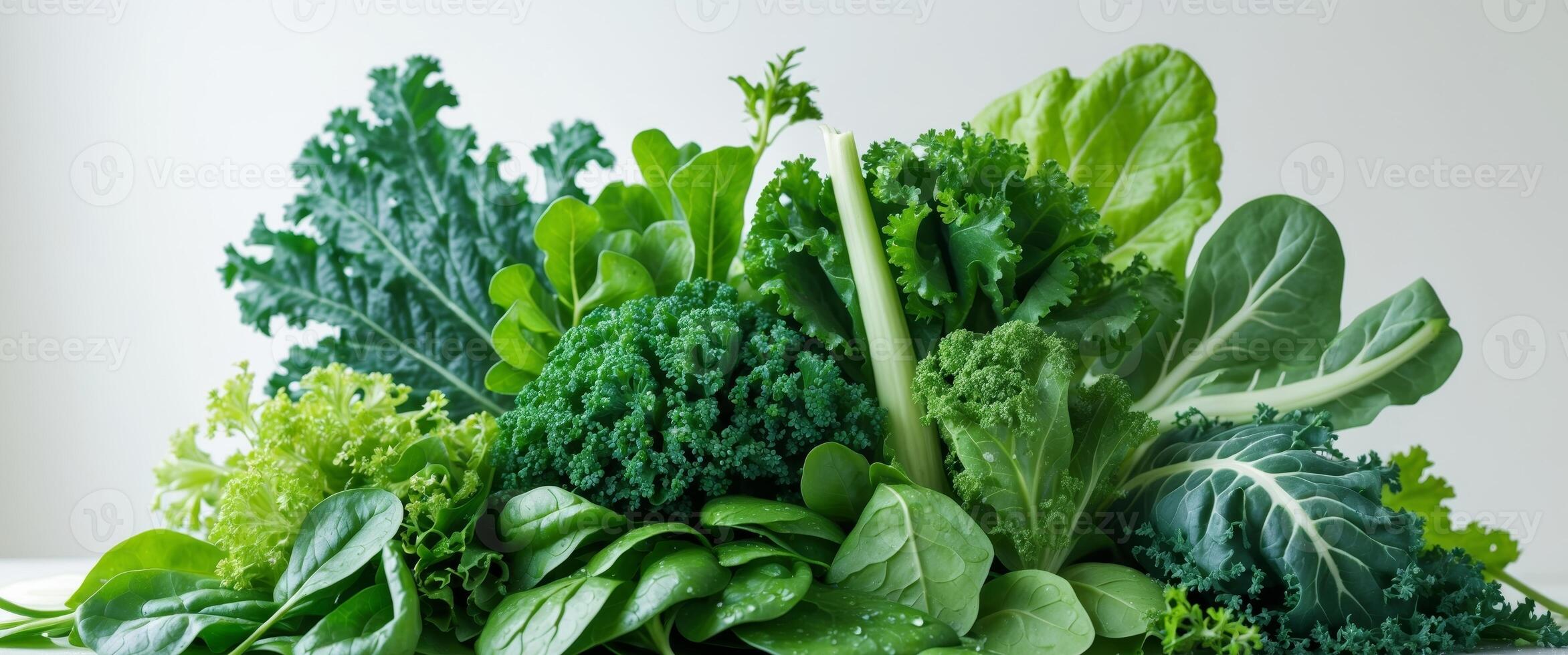Fresh Green Leafy Vegetables for Healthy Eating and Culinary Creations. photo