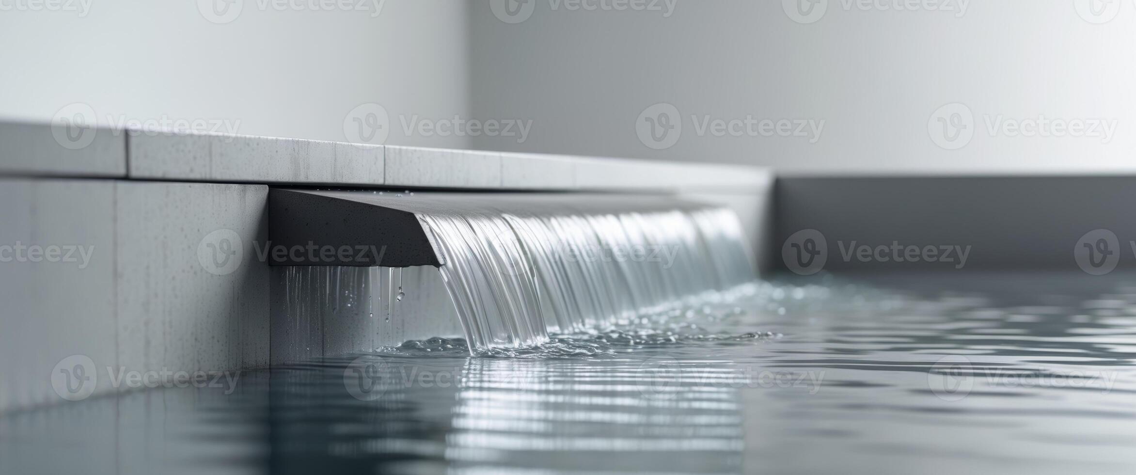 Water cascading over a constructed man made edge into a pool below. photo