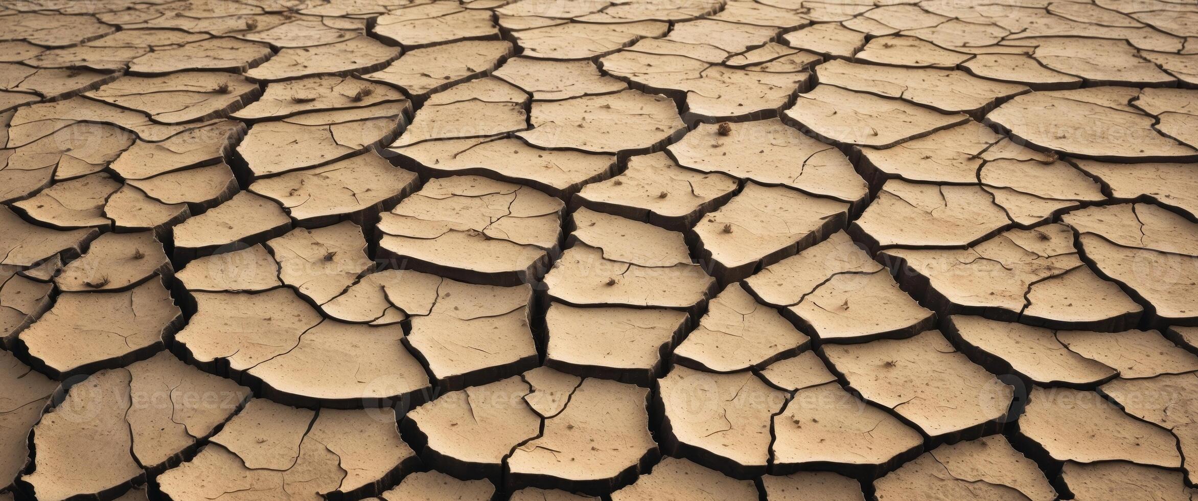 A close up image of cracked and dry earth. photo