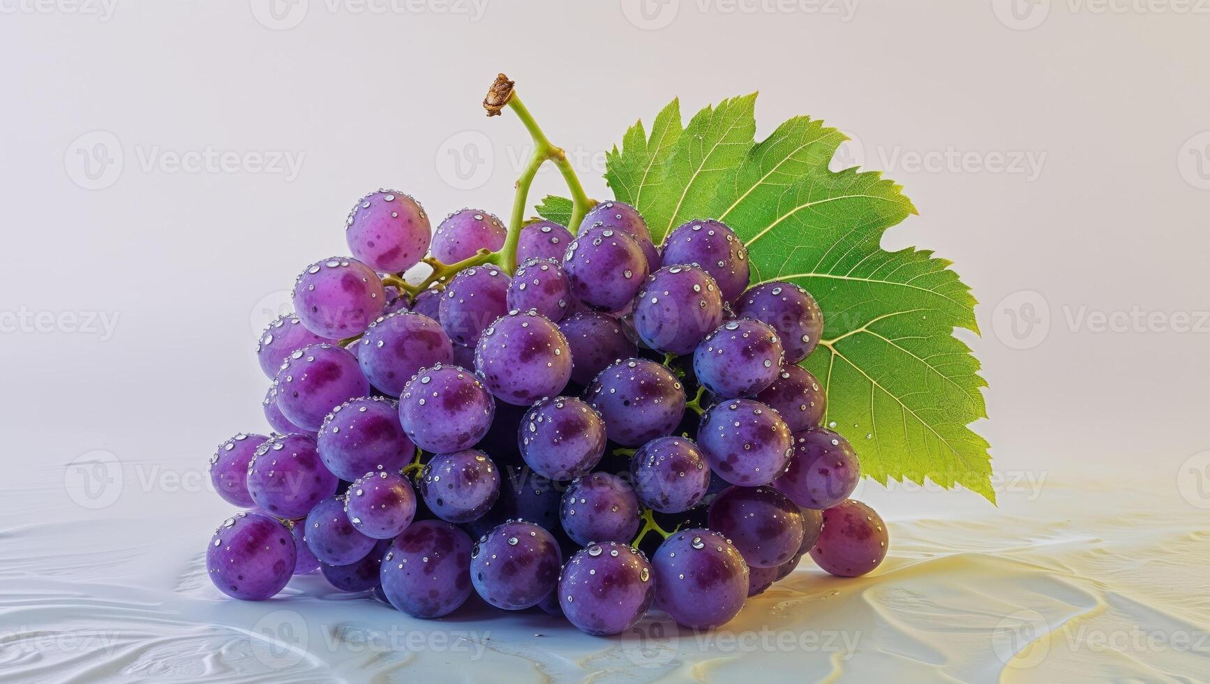 A bunch of purple grapes on a white surface photo