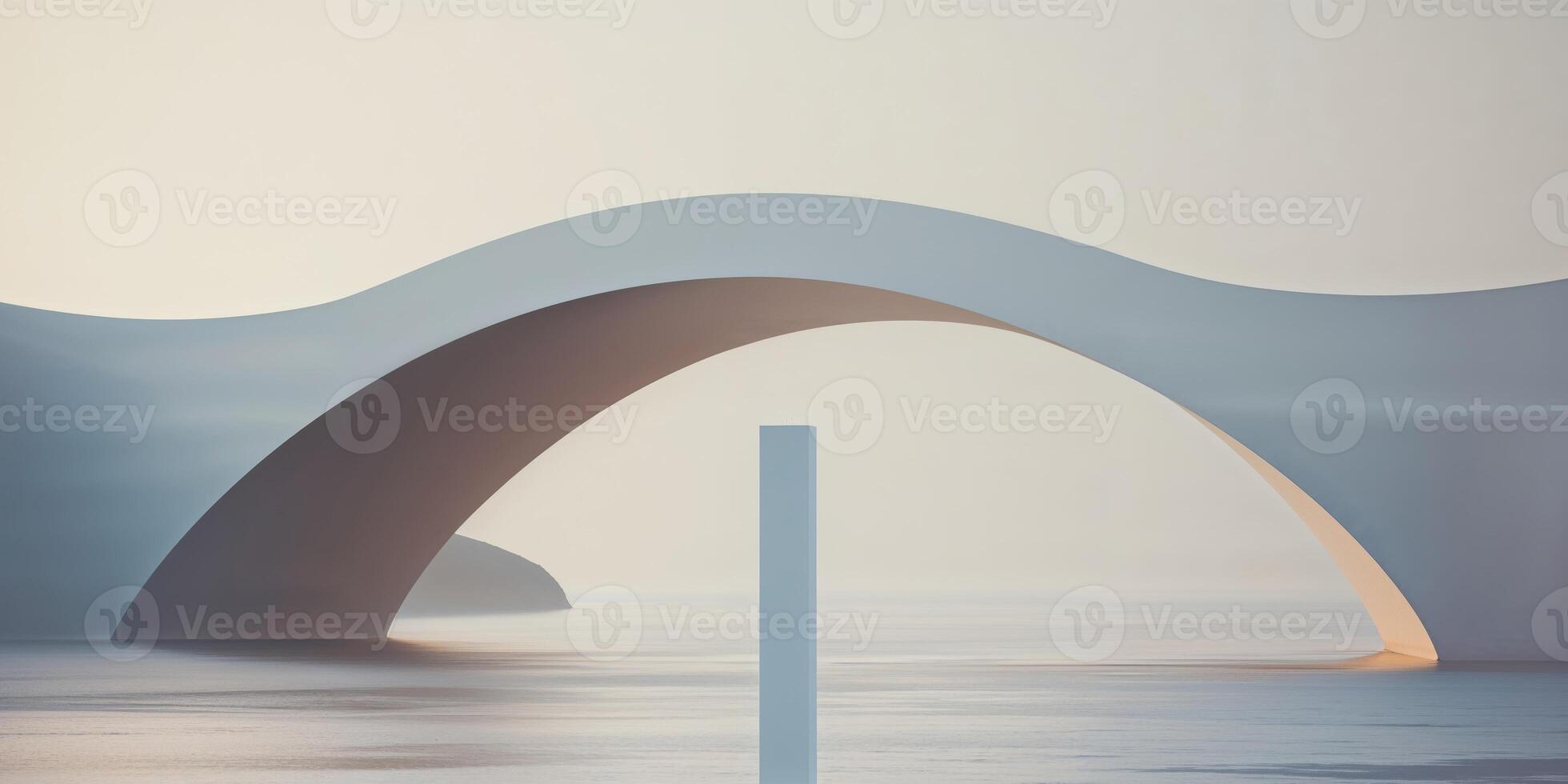 A bridge with a white arch and a white pole. photo