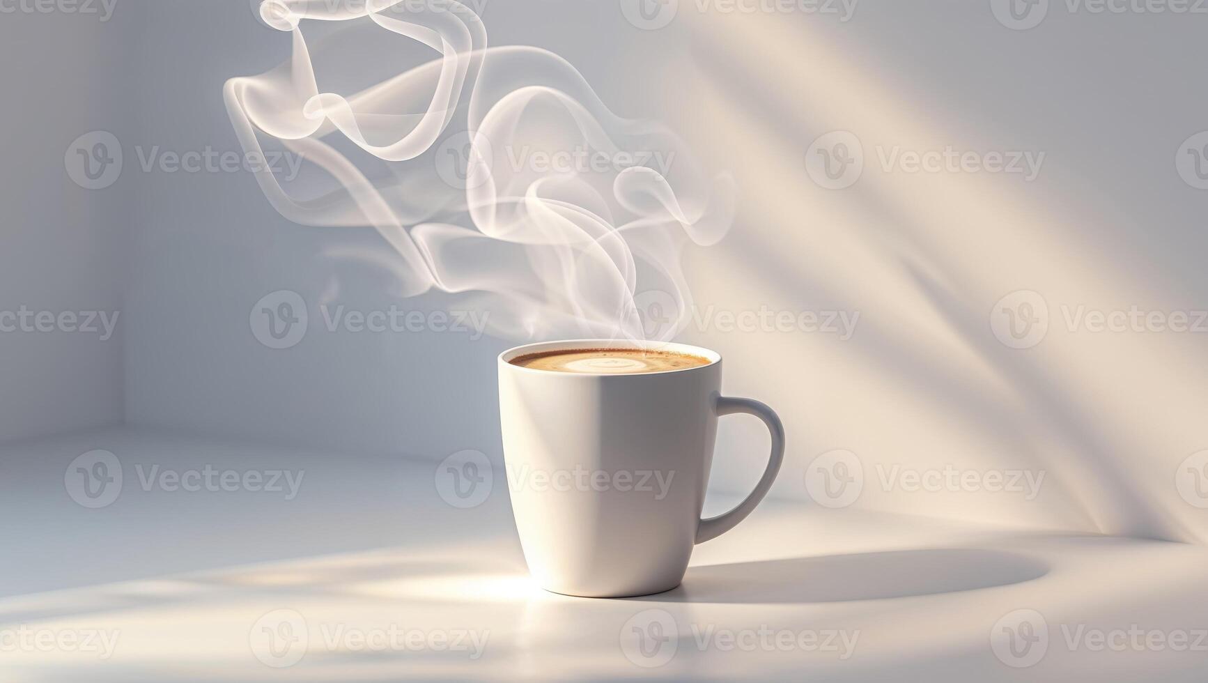 A hot drink with a shadow of steam forming interesting abstract shapes. photo