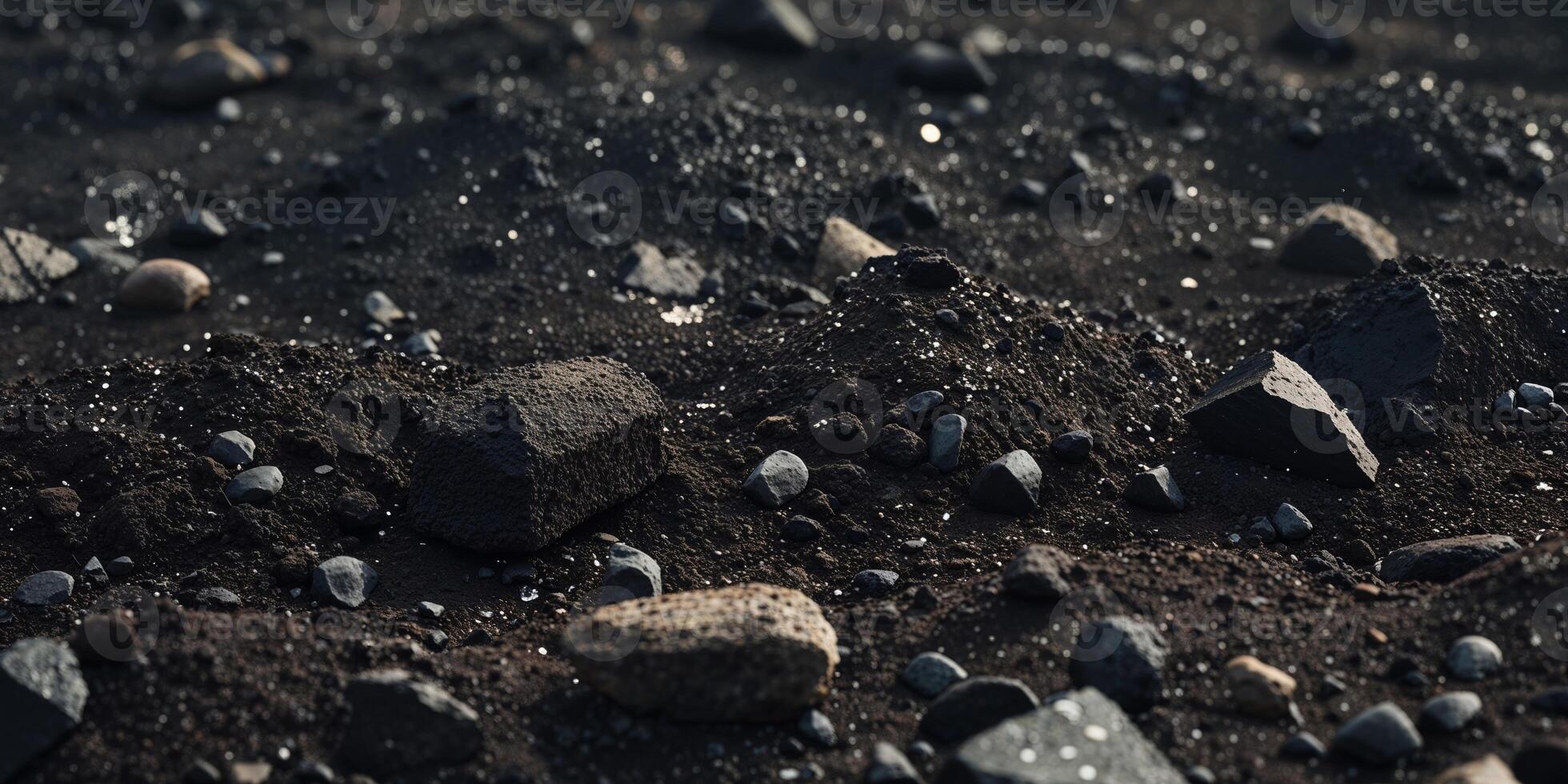 A close up of rocks and gravel on a dirt surface photo