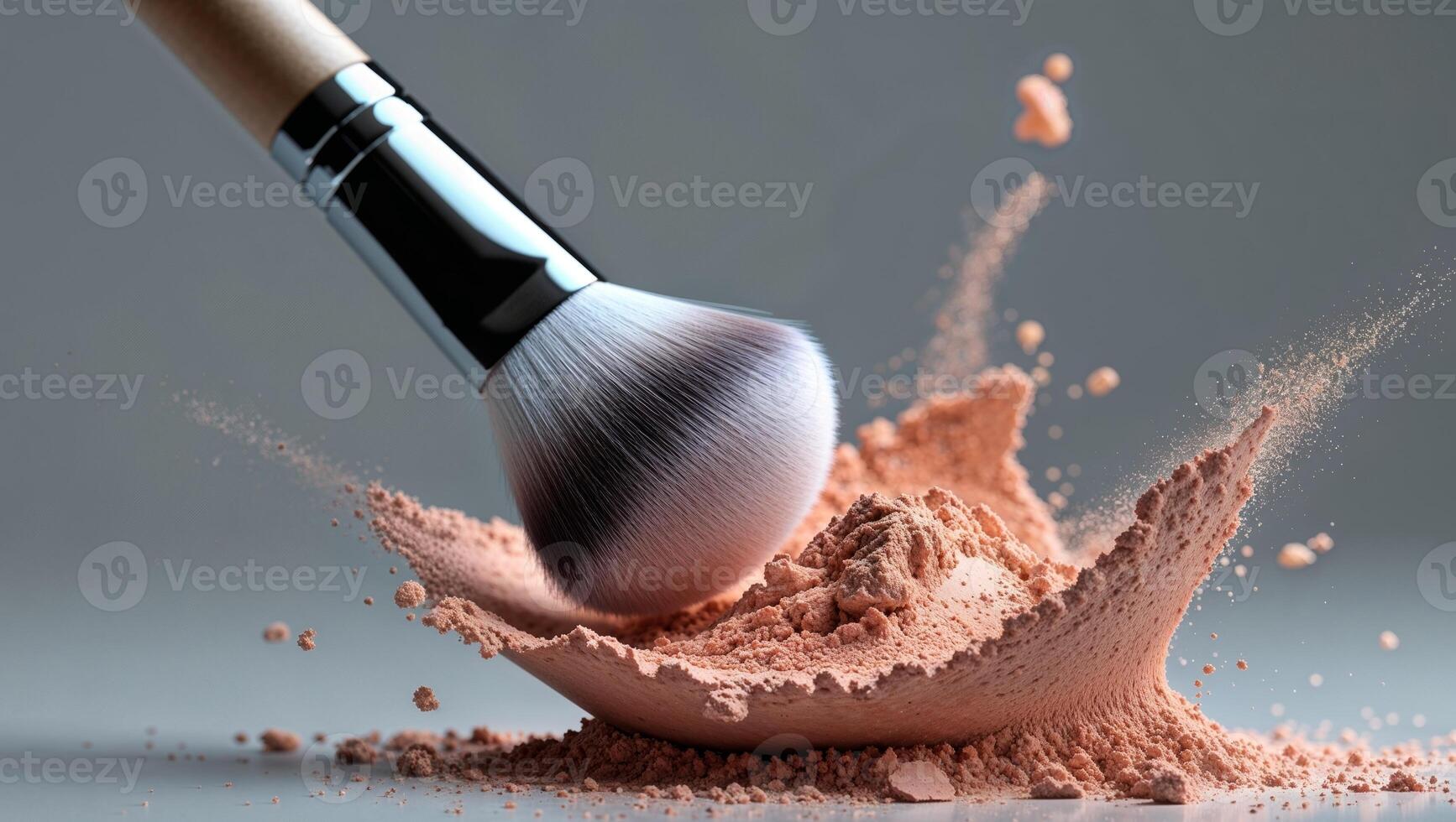 A makeup brush is being used to spread powder photo