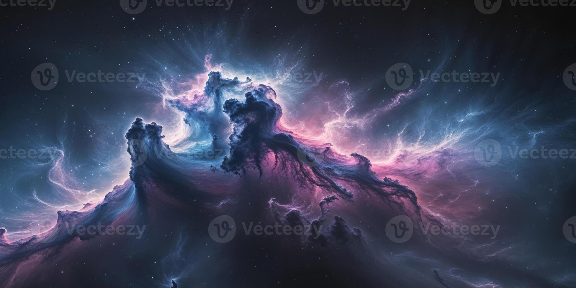 A nebula in space with a blue and pink color photo