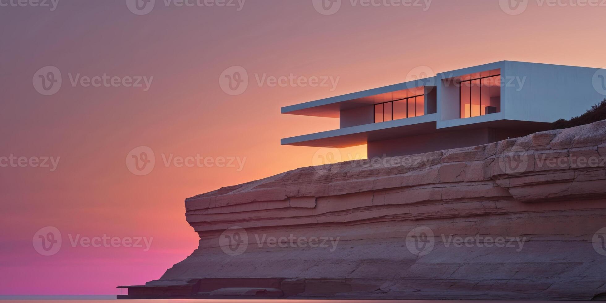 A house on top of a cliff overlooking the ocean photo