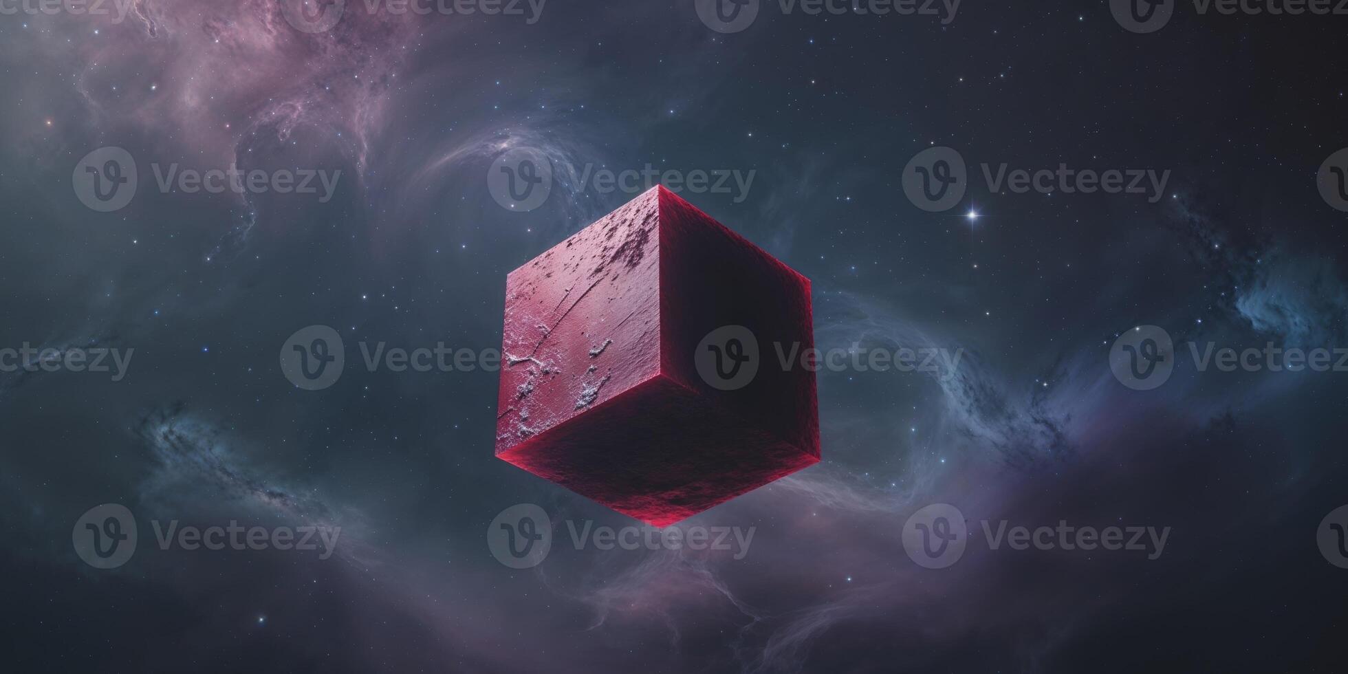 A red cube floating in space photo