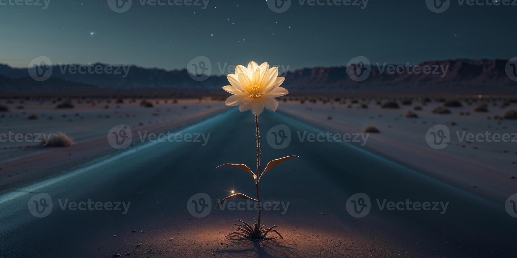 A flower growing in the middle of a desert photo