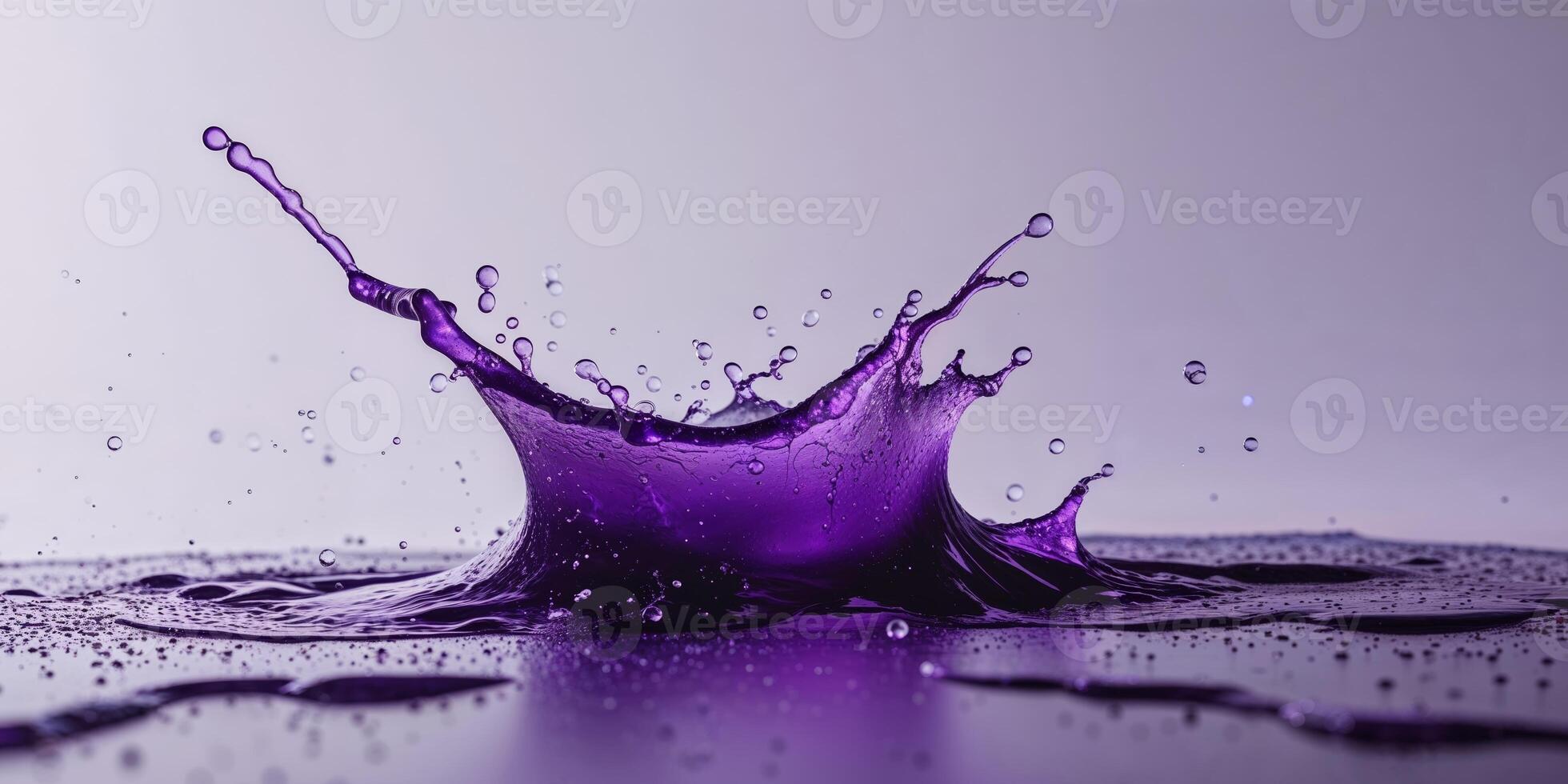 Stunning Purple Liquid Splash Abstract Art. photo
