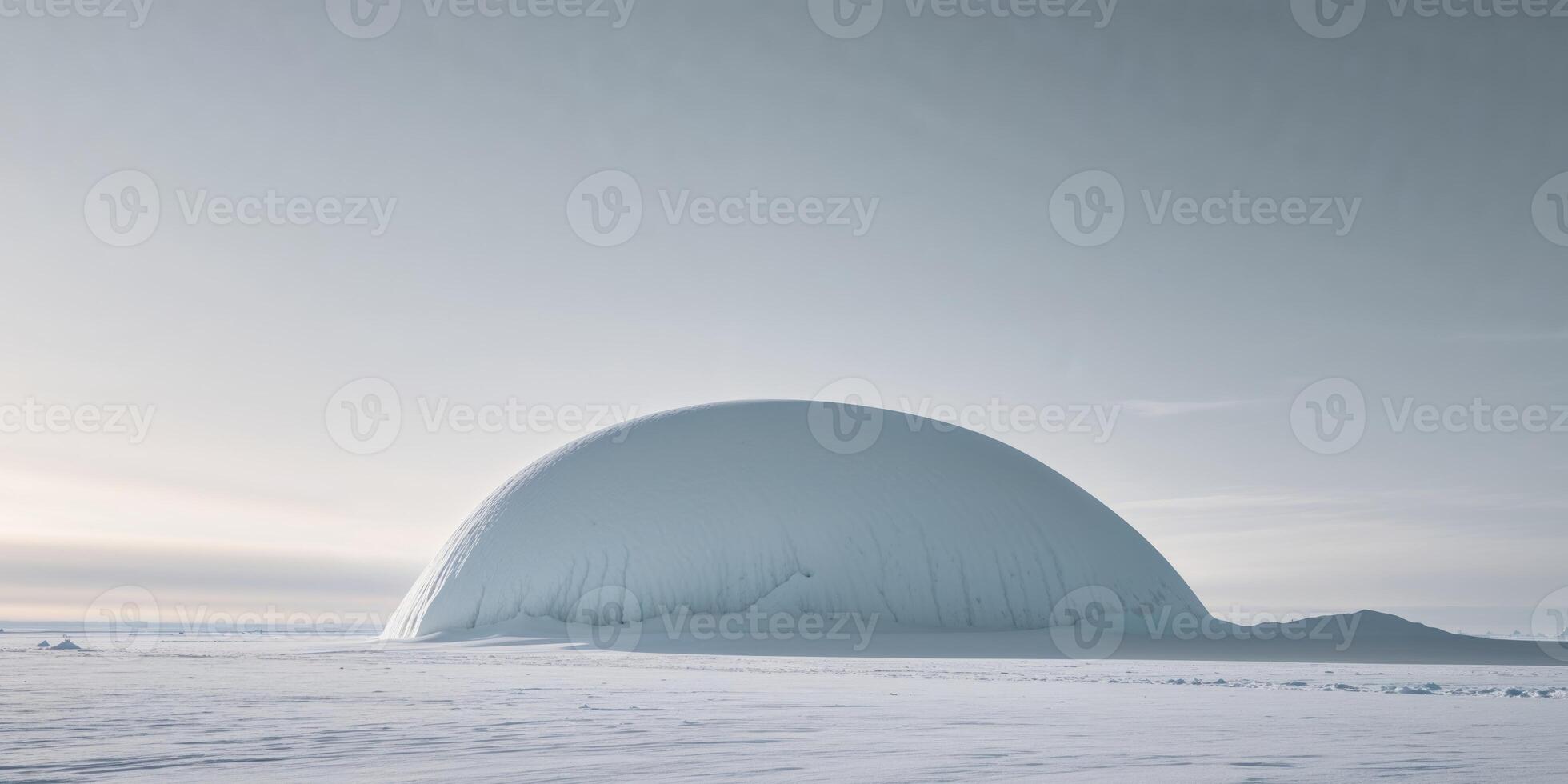 A large snow dome sitting on top of a snowy field photo