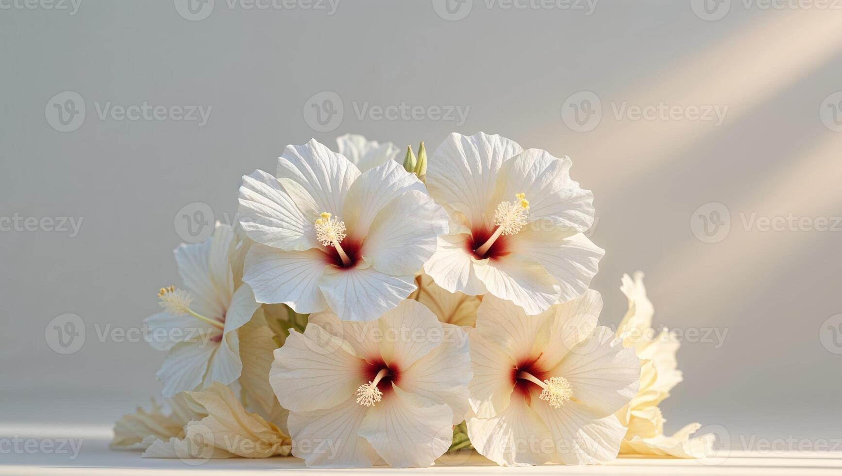 Serene White Hibiscus Blooms in Soft Light photo