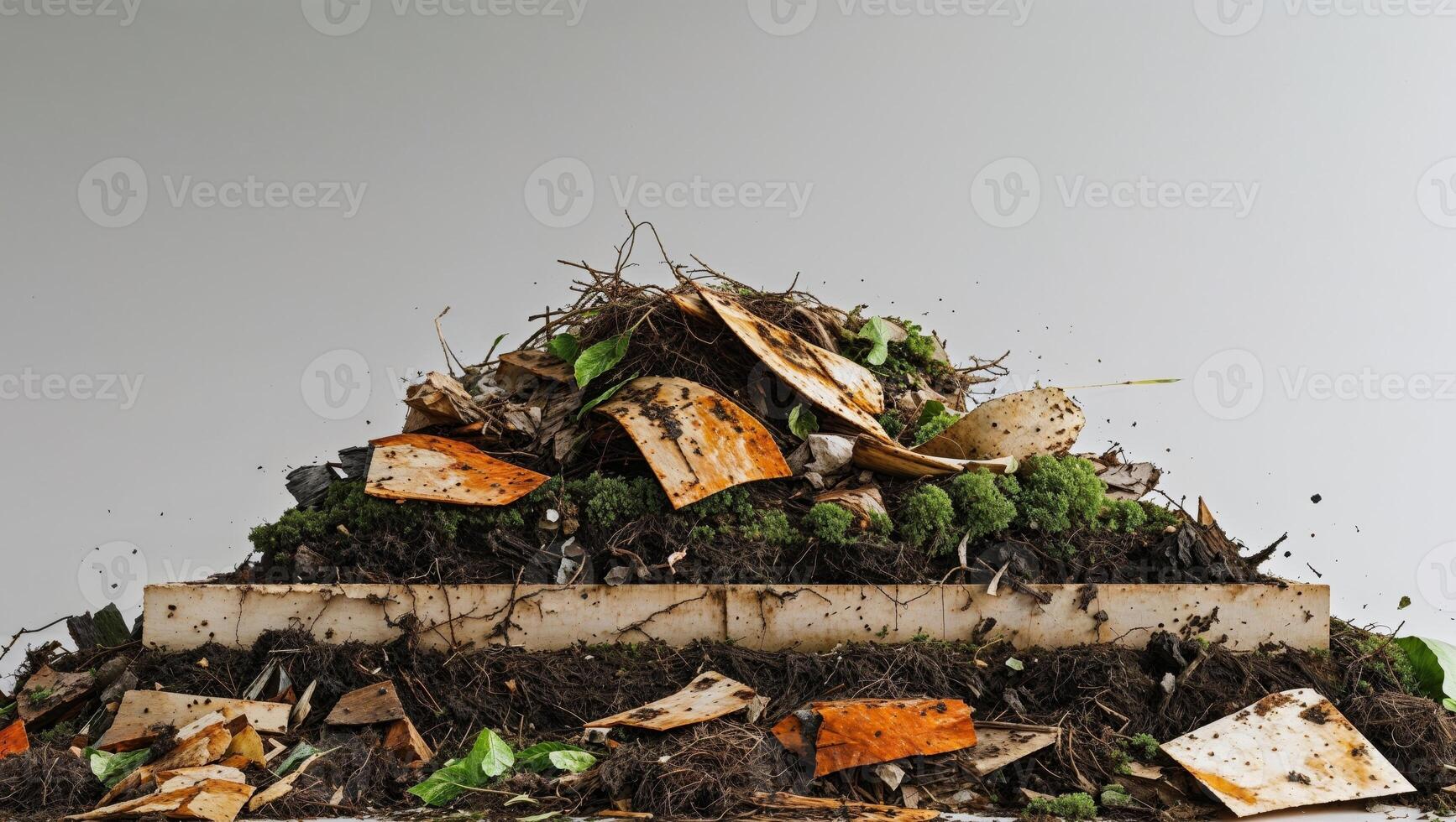 Compost Layers with Food Scraps and Organic Waste Decomposing photo