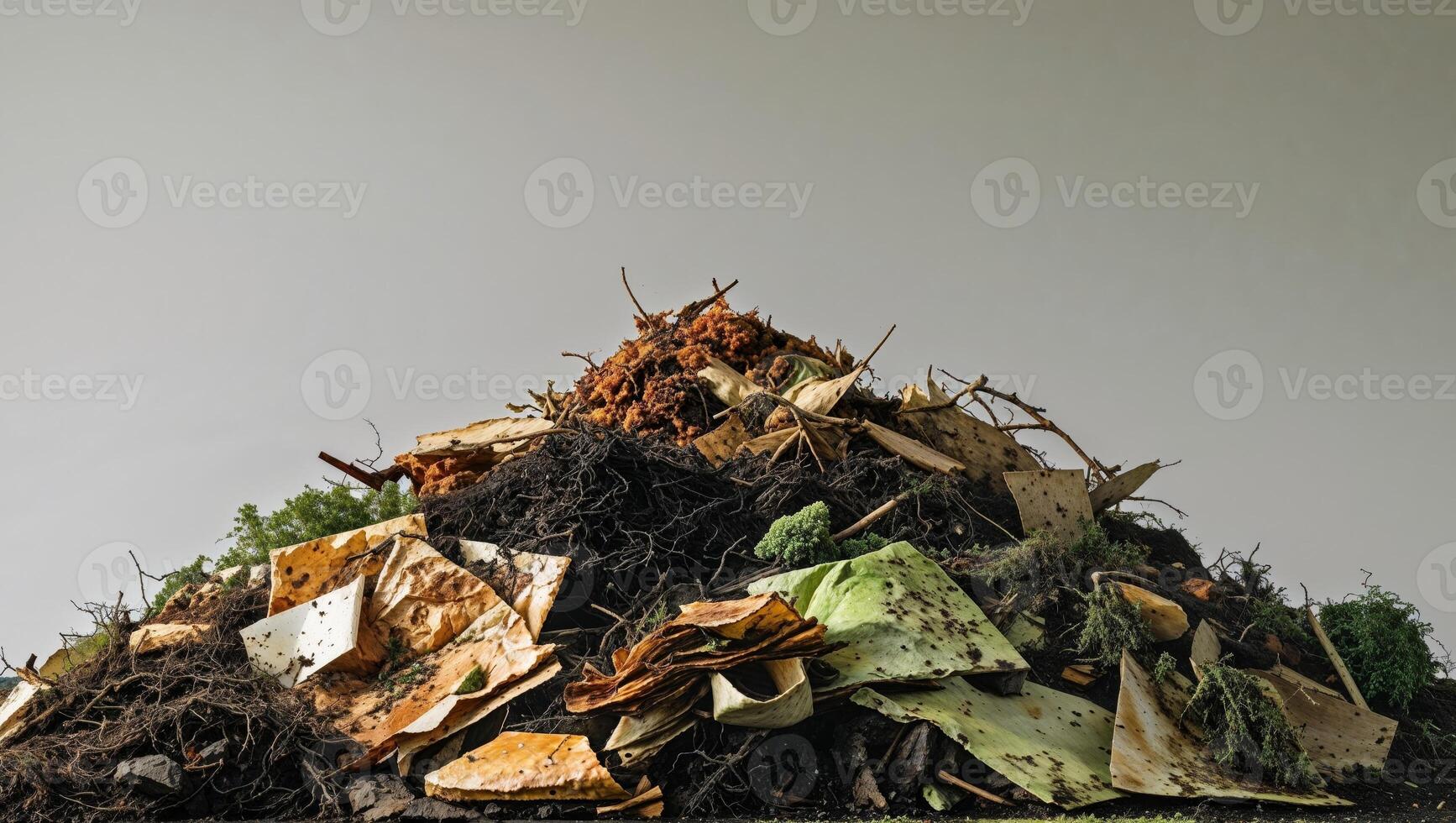 Compost Layers with Food Scraps and Organic Waste Decomposing. photo