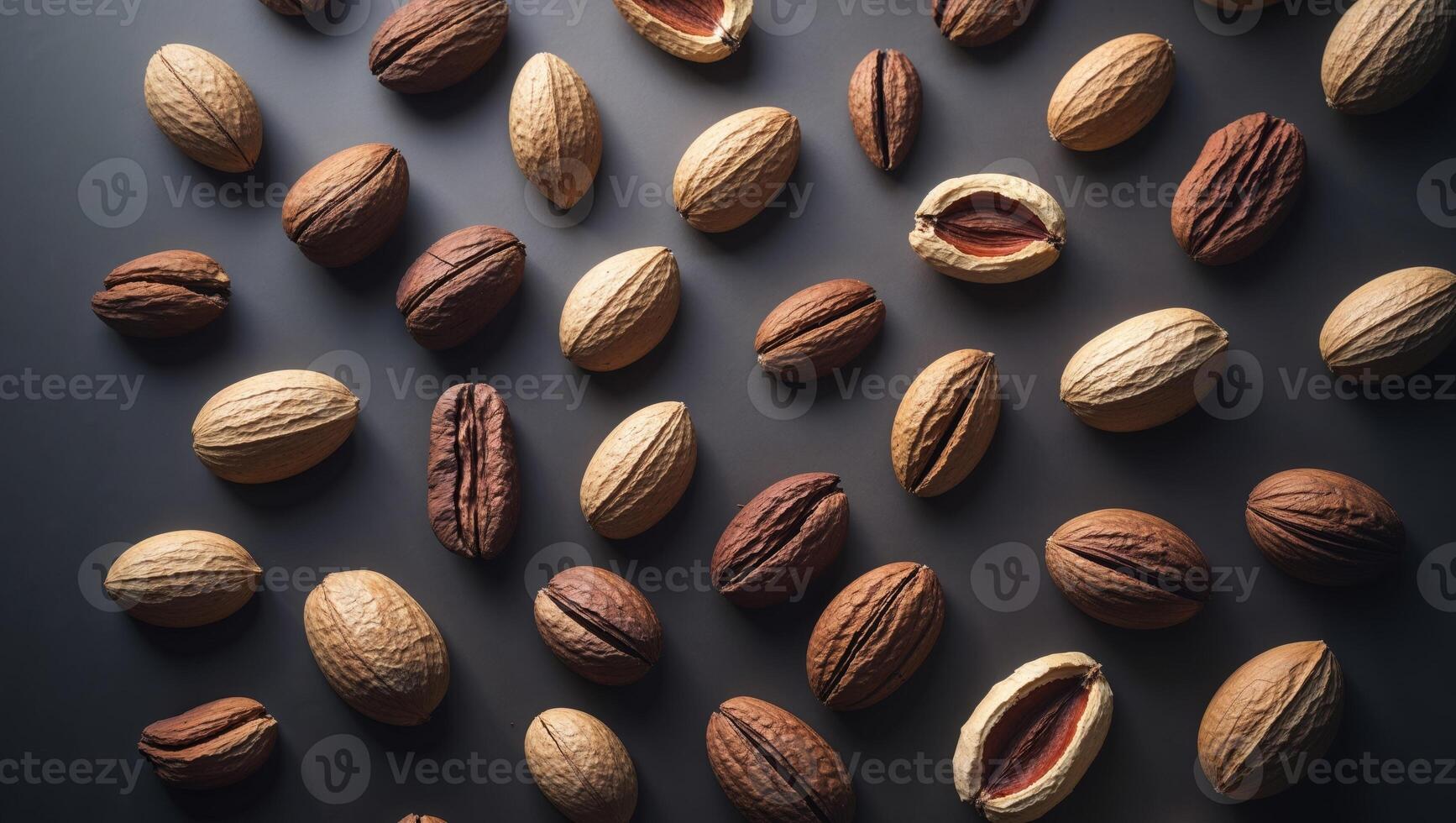 Assorted Nuts Close Up On Dark Background. photo