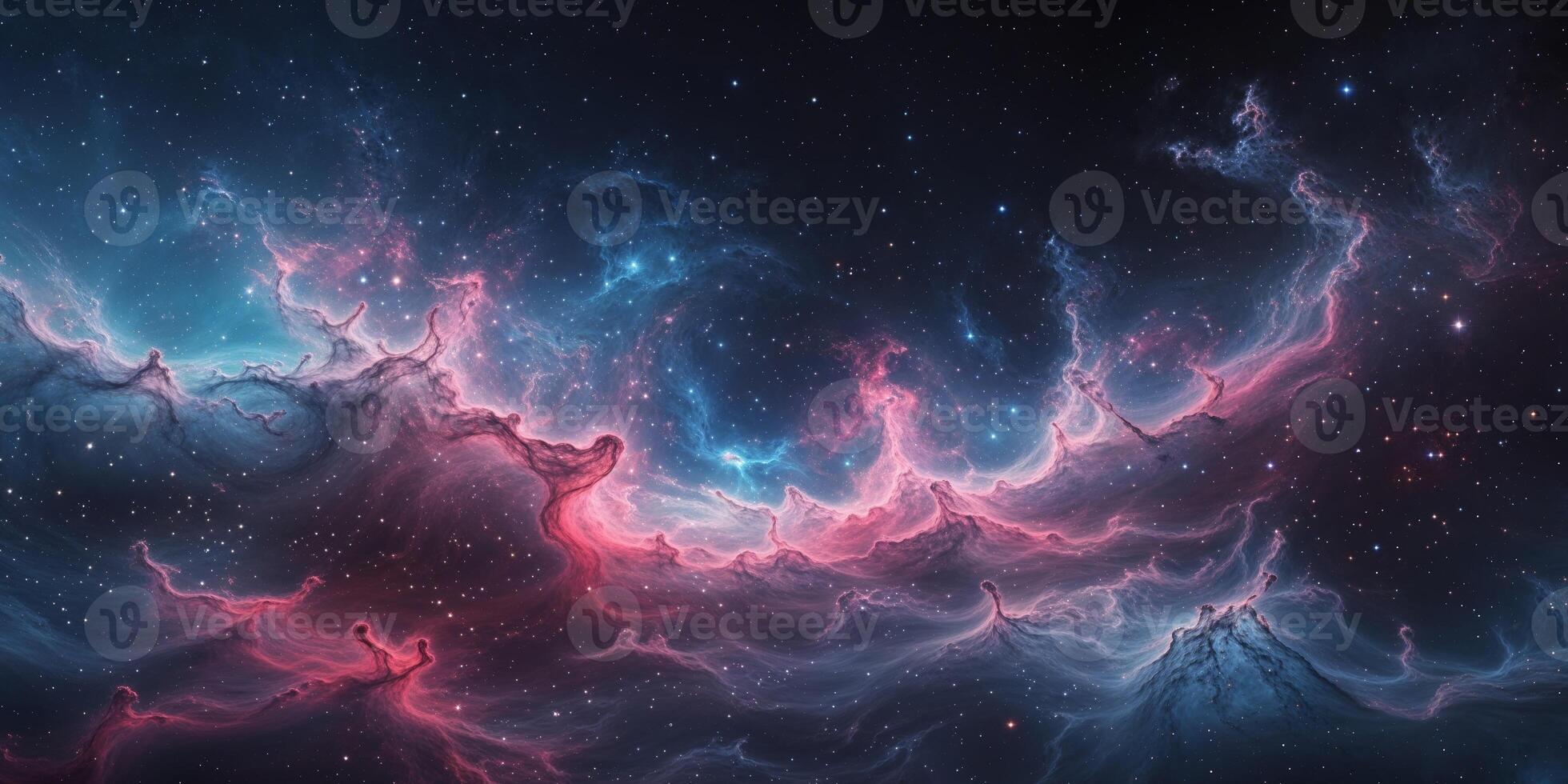 Abstract colorful nebula in outer space with stars. photo