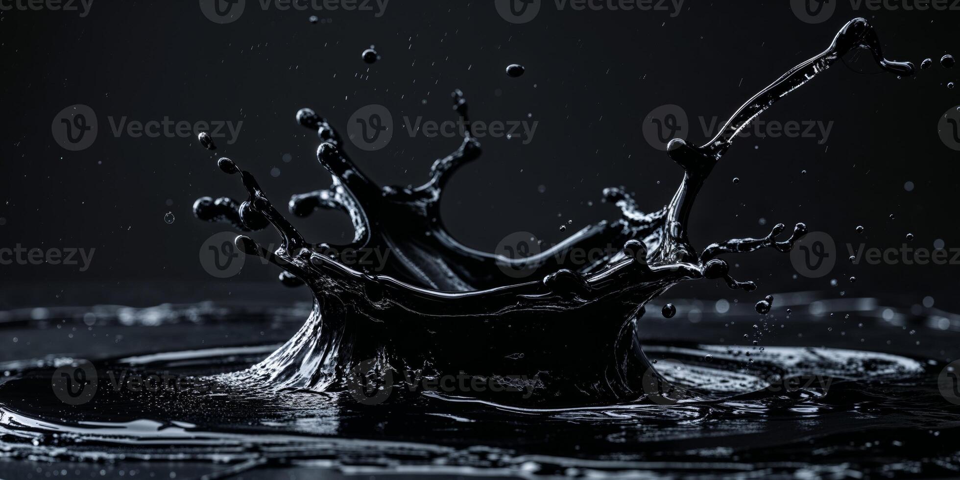 A black liquid splash is seen in the water photo