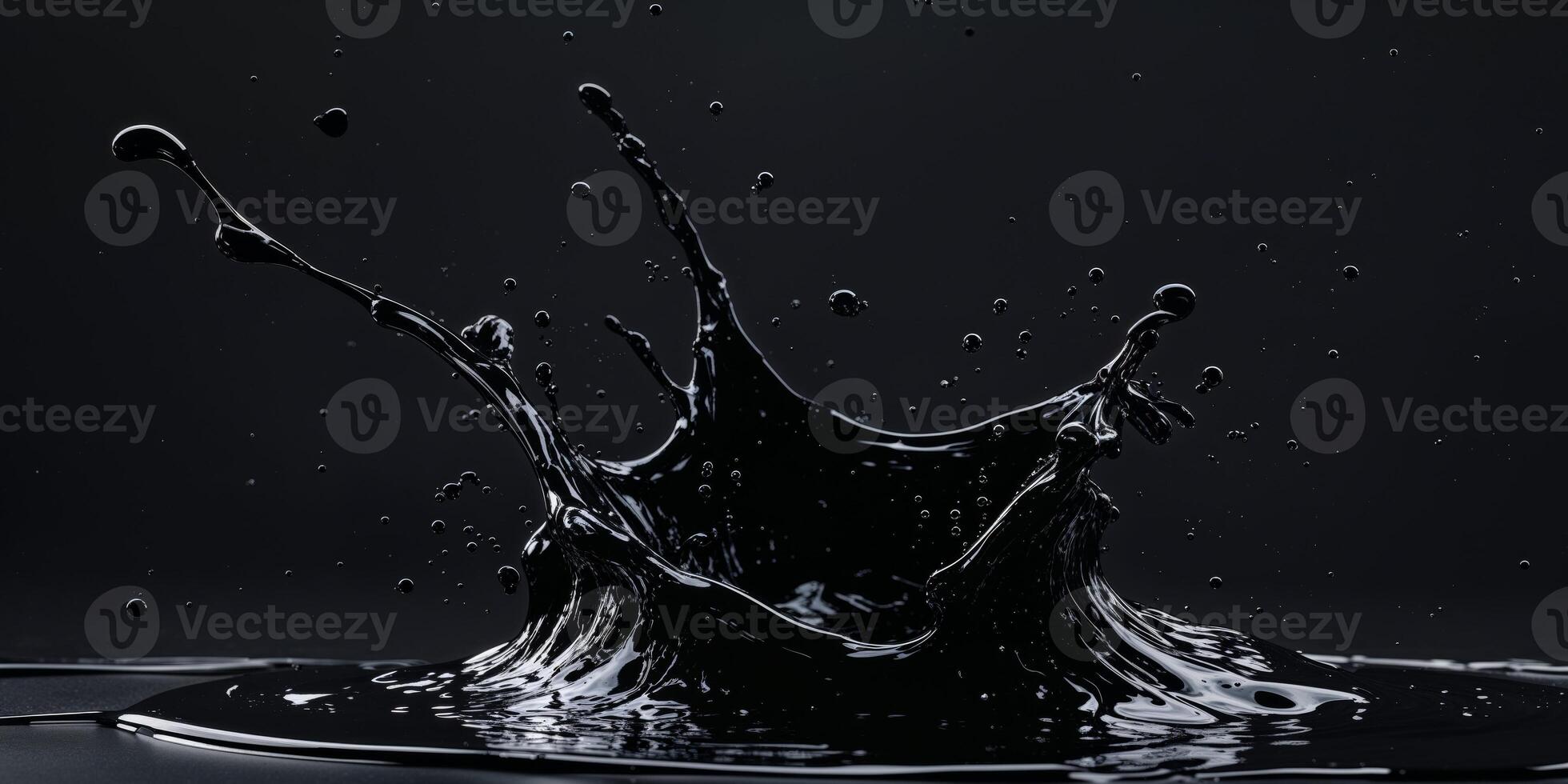 A splash of black liquid on a black background photo