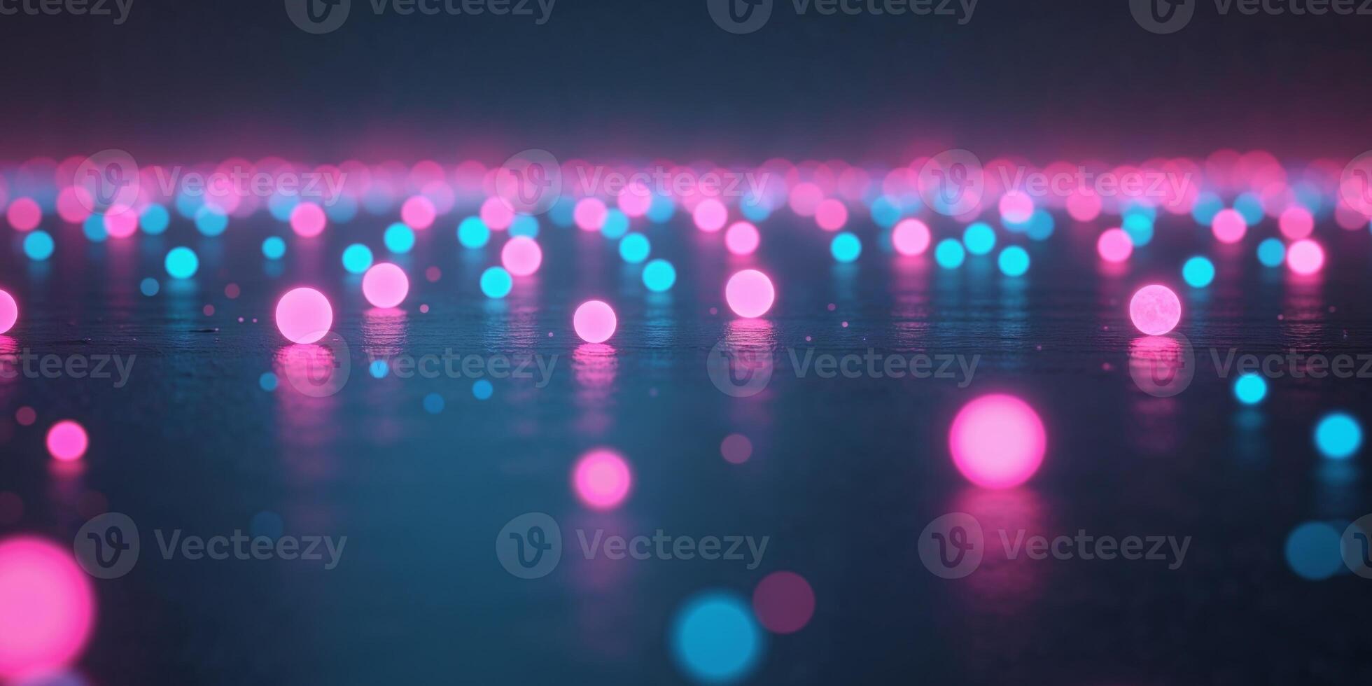 A group of pink and blue lights on the ground photo
