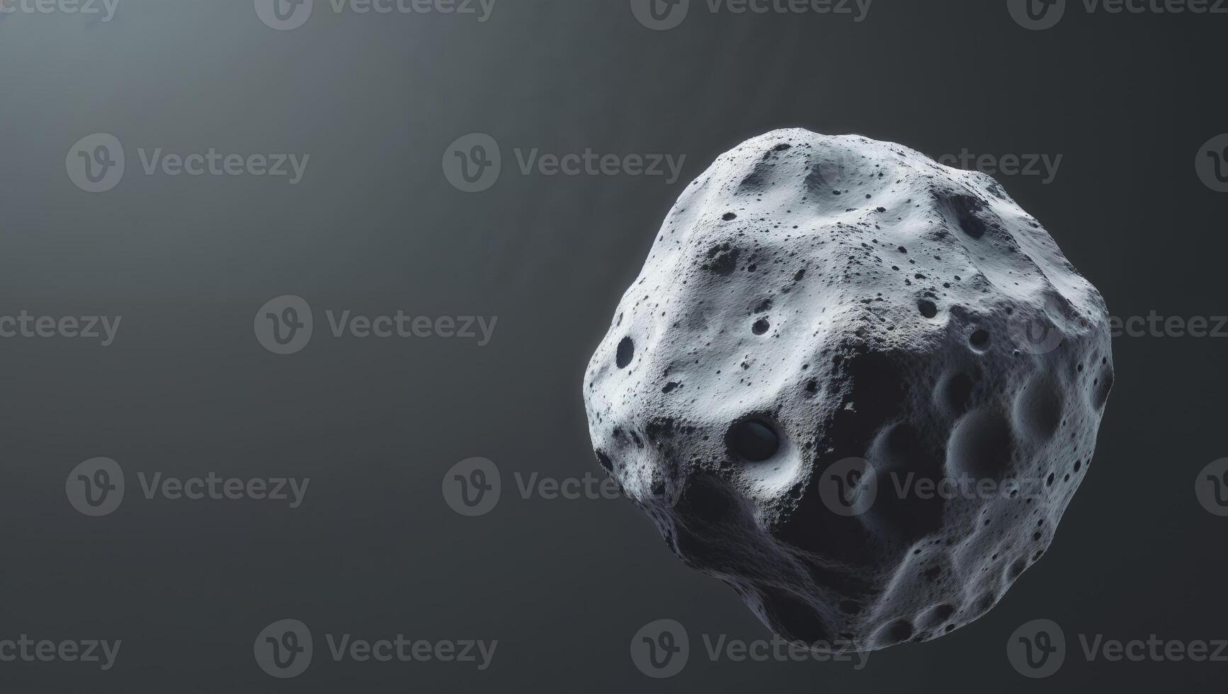 A 3d rendering of a rock on a gray background photo