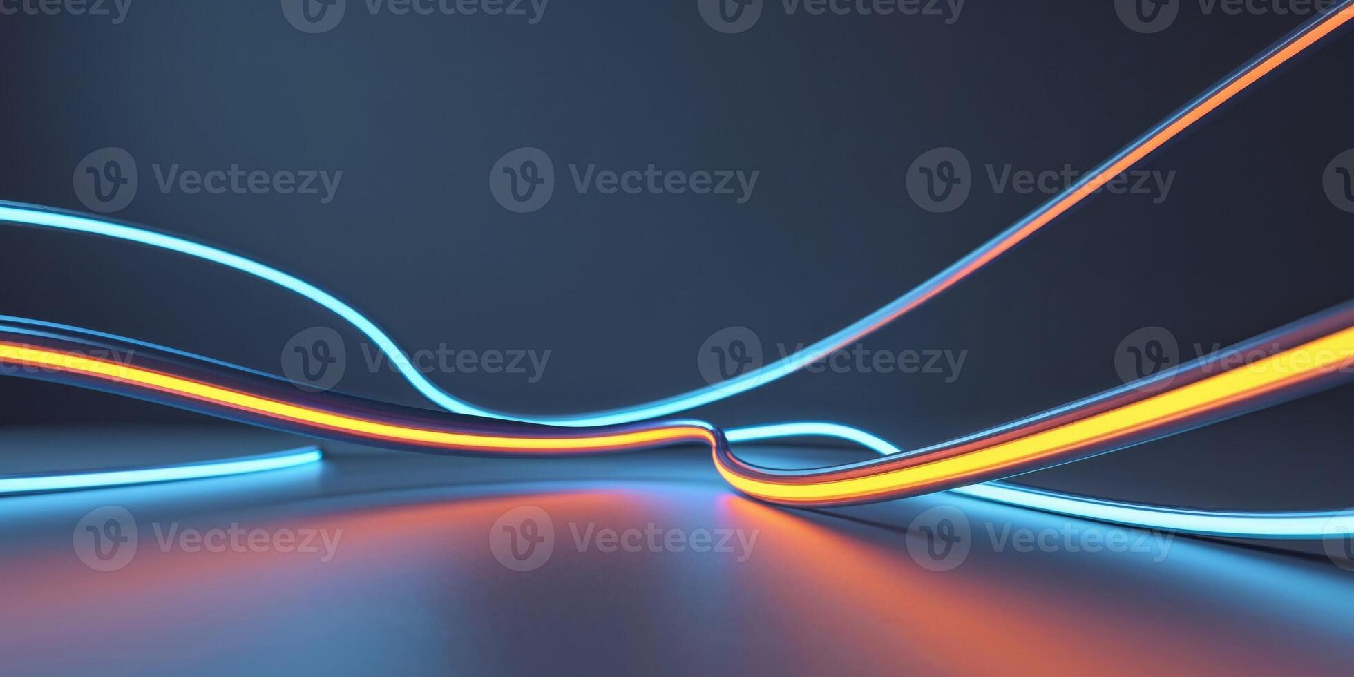 Abstract neon light lines on a dark background photo