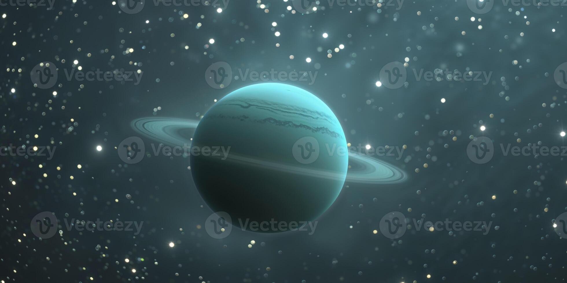 A solitary planet drifts silently among countless stars in the vast emptiness of space. photo