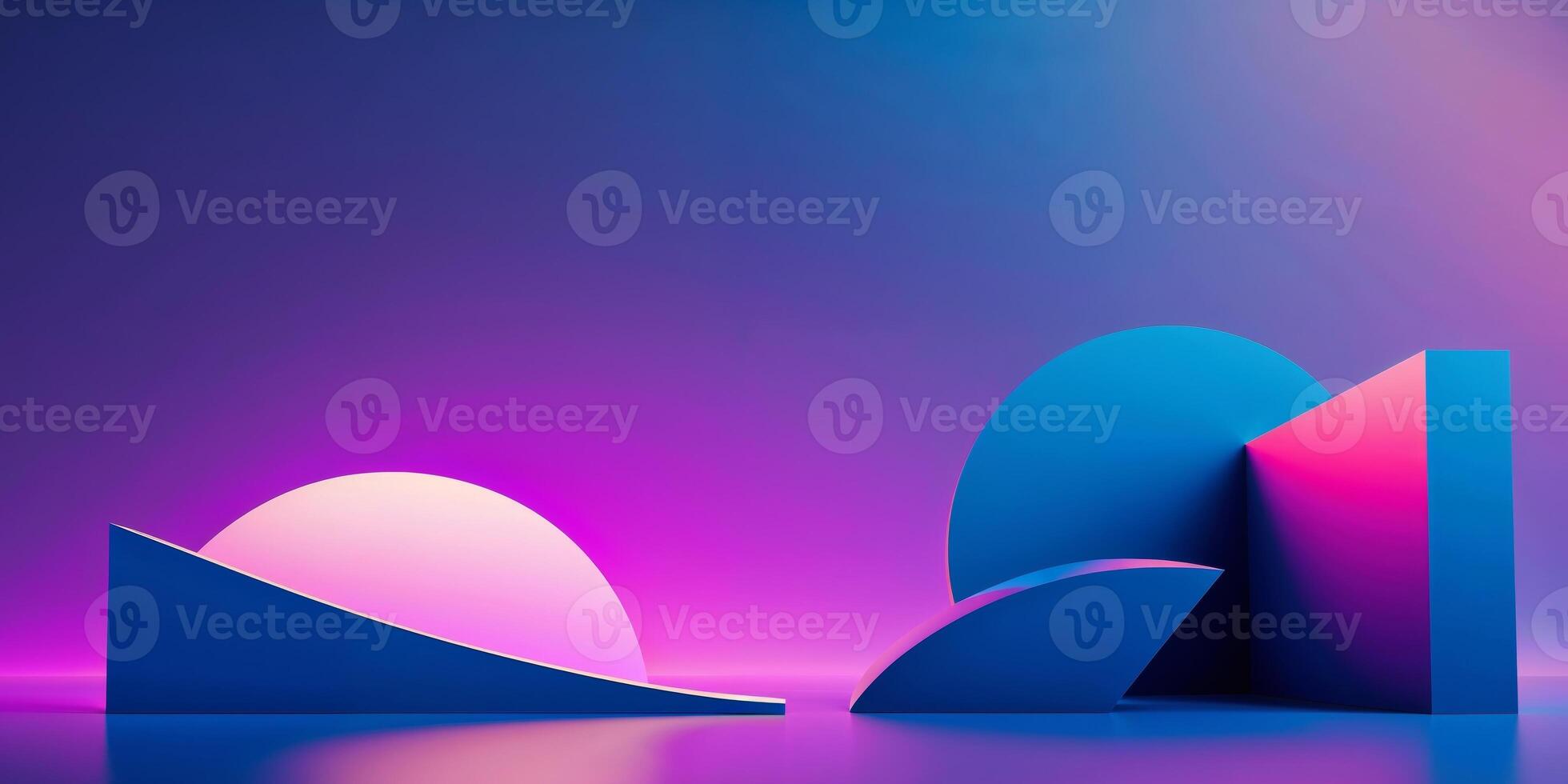 3d rendering of a blue and pink abstract background photo