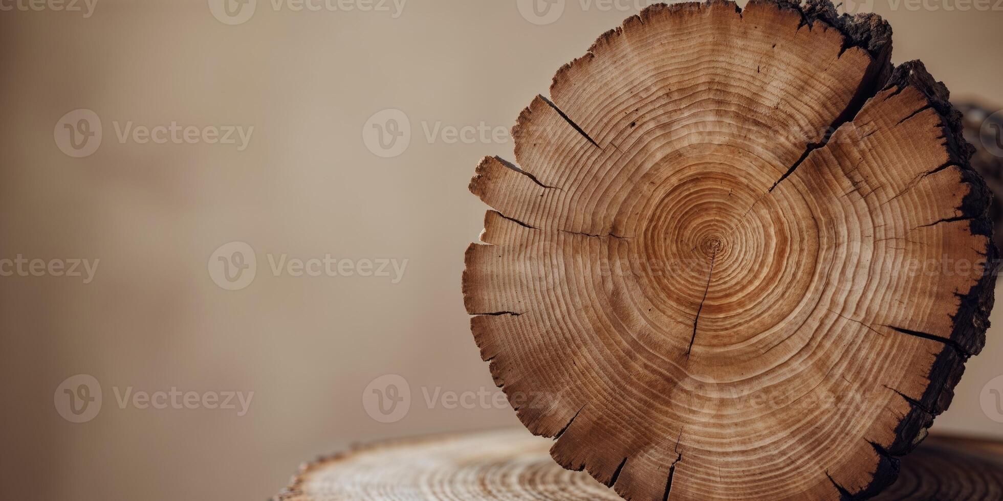 Rustic Wooden Log Slice Background Natural Wood Texture Cross Section of Tree Trunk Timber Warm photo