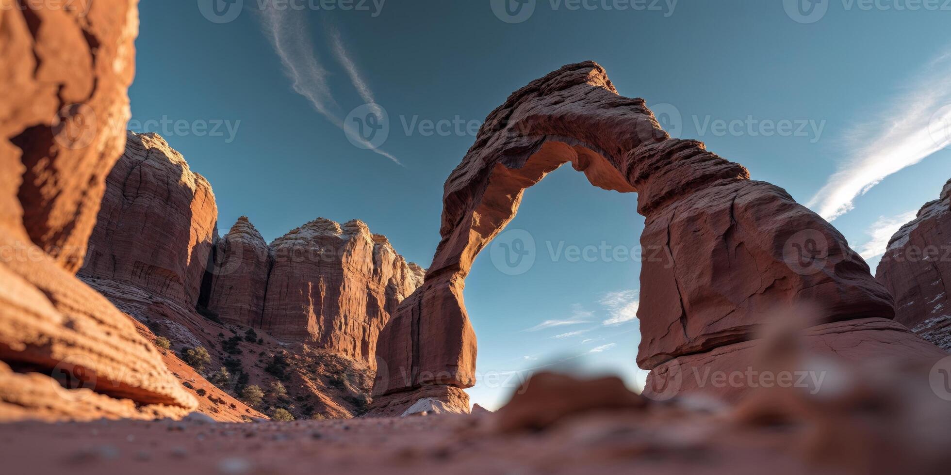 Dramatic natural arch as cliff focal point photo