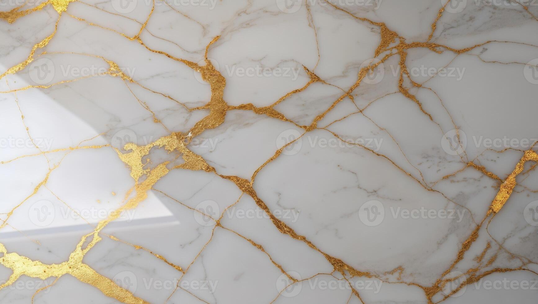 Glossy marble surface with gold veins and reflections capturing luxurious elegance photo