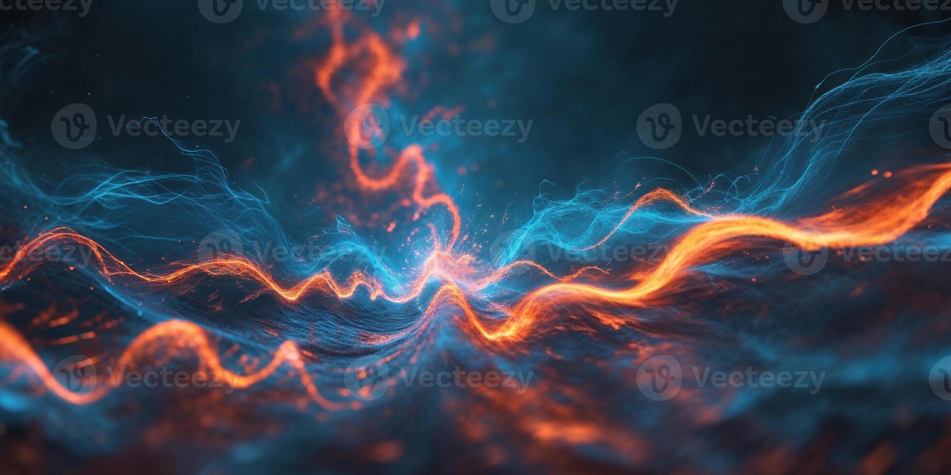 Dynamic energy flow abstract concept digital art dark background high contrast visual representation. photo