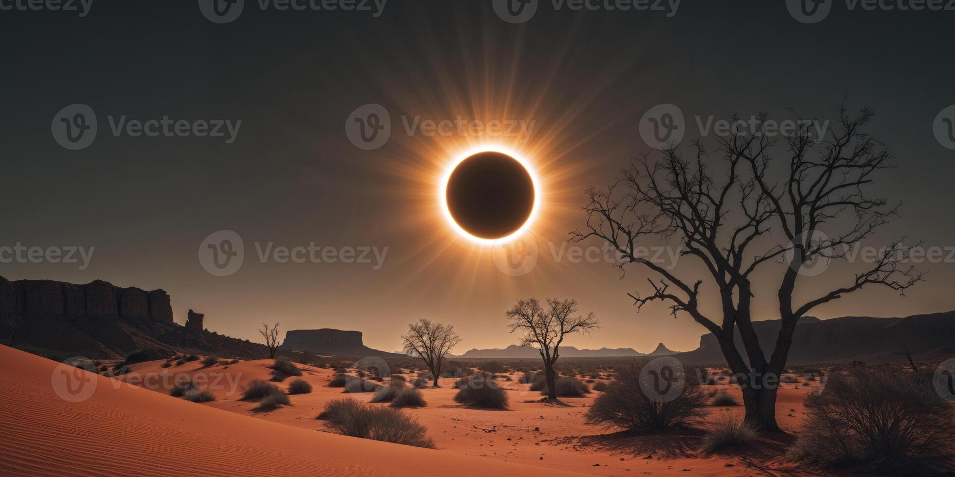 The eclipse of the sun in the desert photo