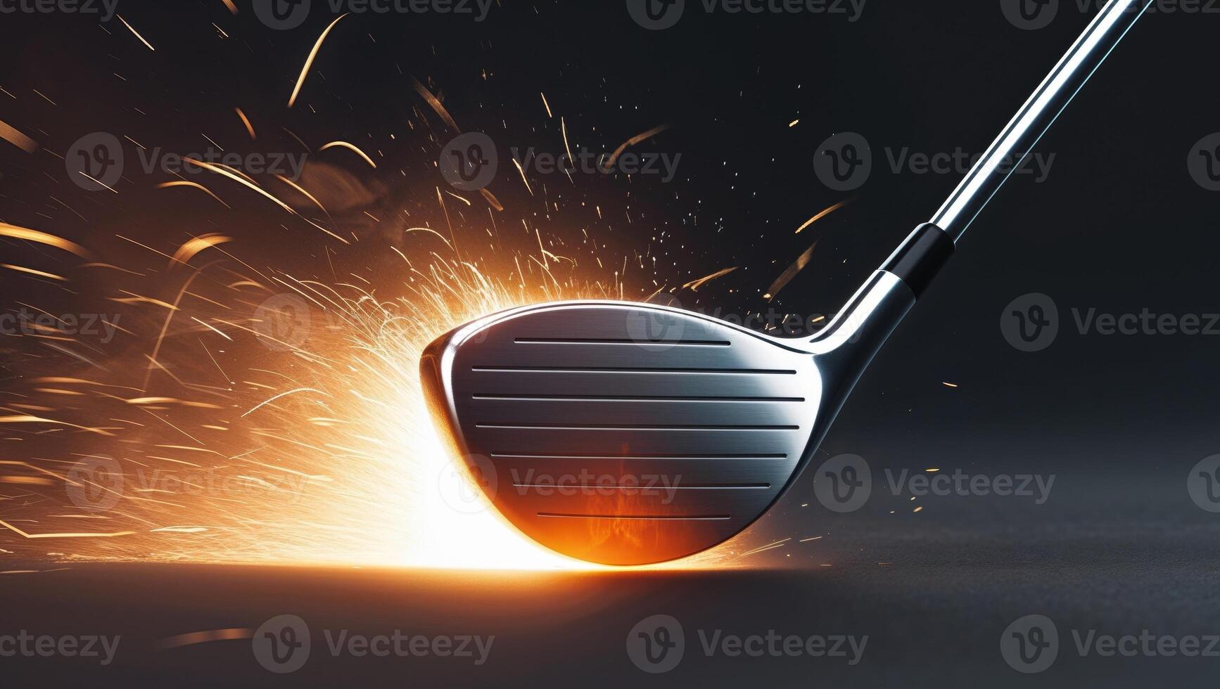 A golf club is being hit by sparks photo