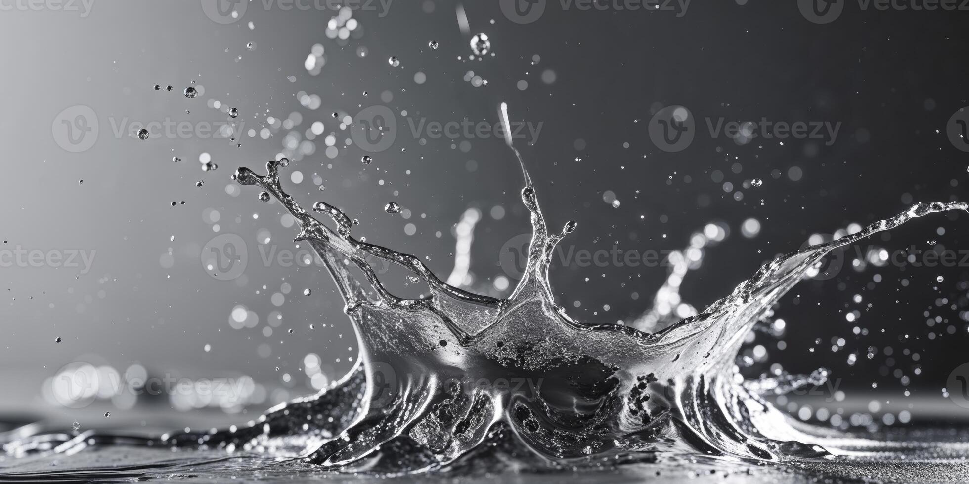 Silver liquid splash abstract background design photo