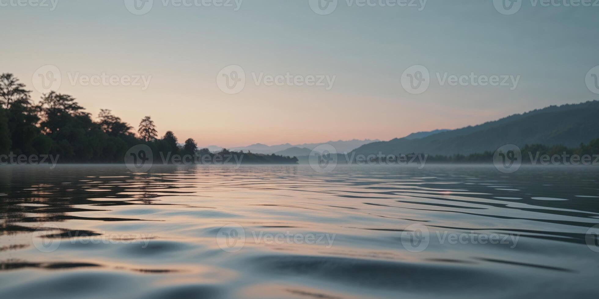 Serene Twilight Reflections Over Calm Waters. photo