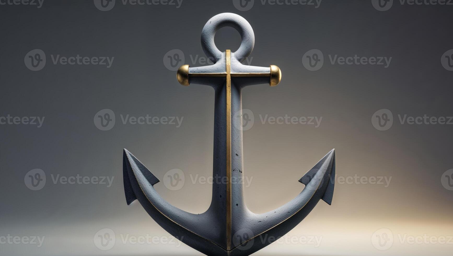 Stone Anchor Nautical Theme Dark Gray Gold photo